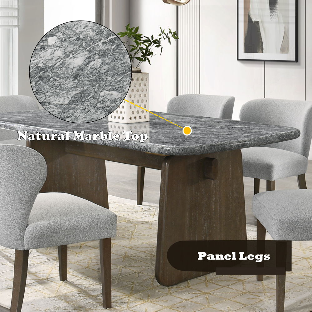 Dillon - Dining Table With Marble Top - Natural / Walnut, dark brown, view 6