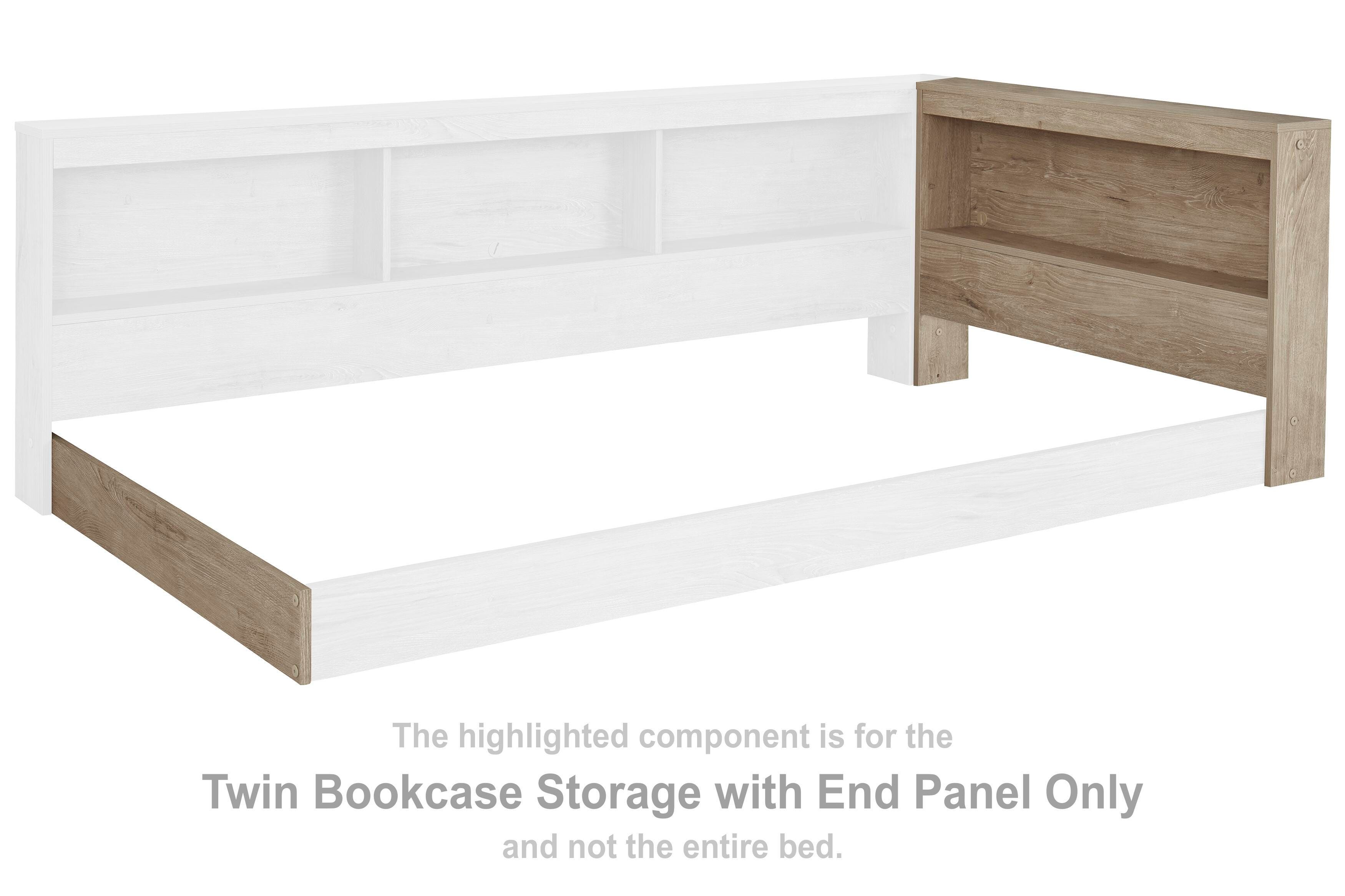 Oliah – T Bookcase Storage w/End Panel – Natural