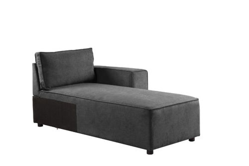 Silvester - Modular Chaise With 2 Pillows - Gray Fabric, dark gray