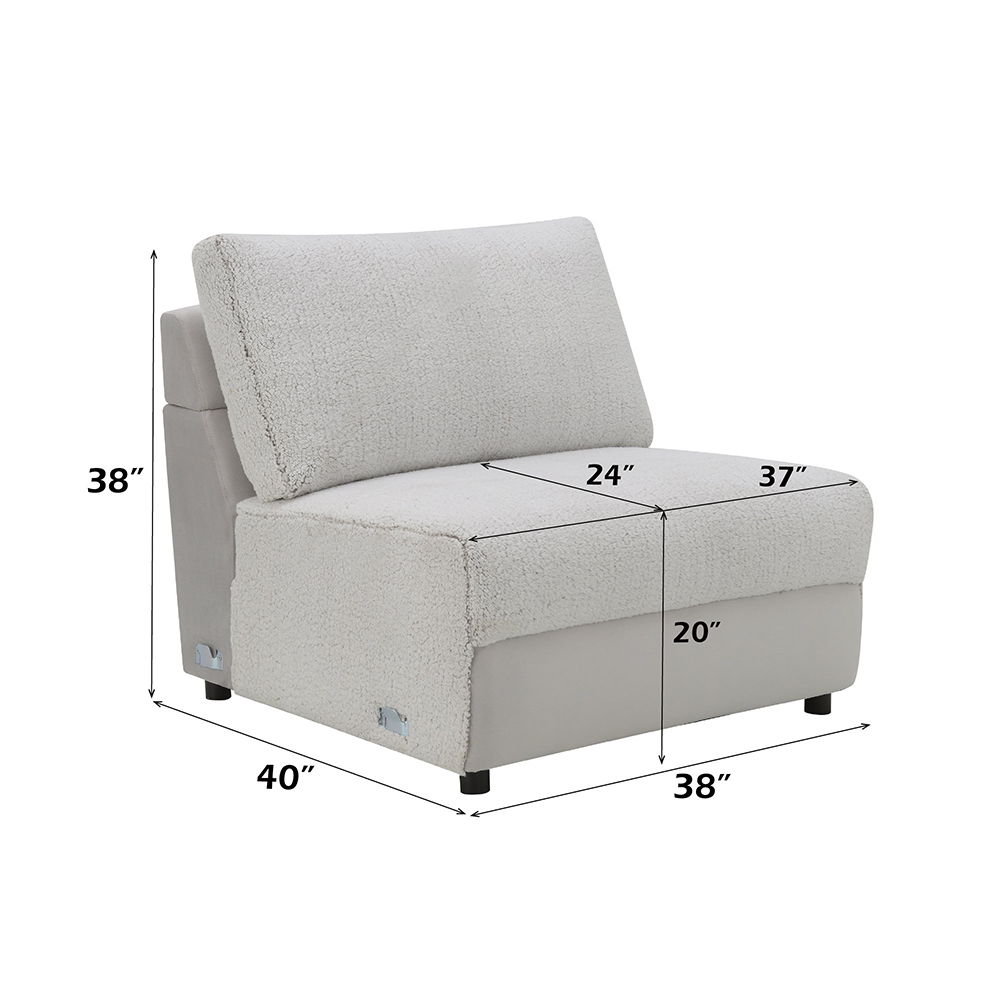 Tarrance - Modular Armless Chair - Gray, light gray, view 8