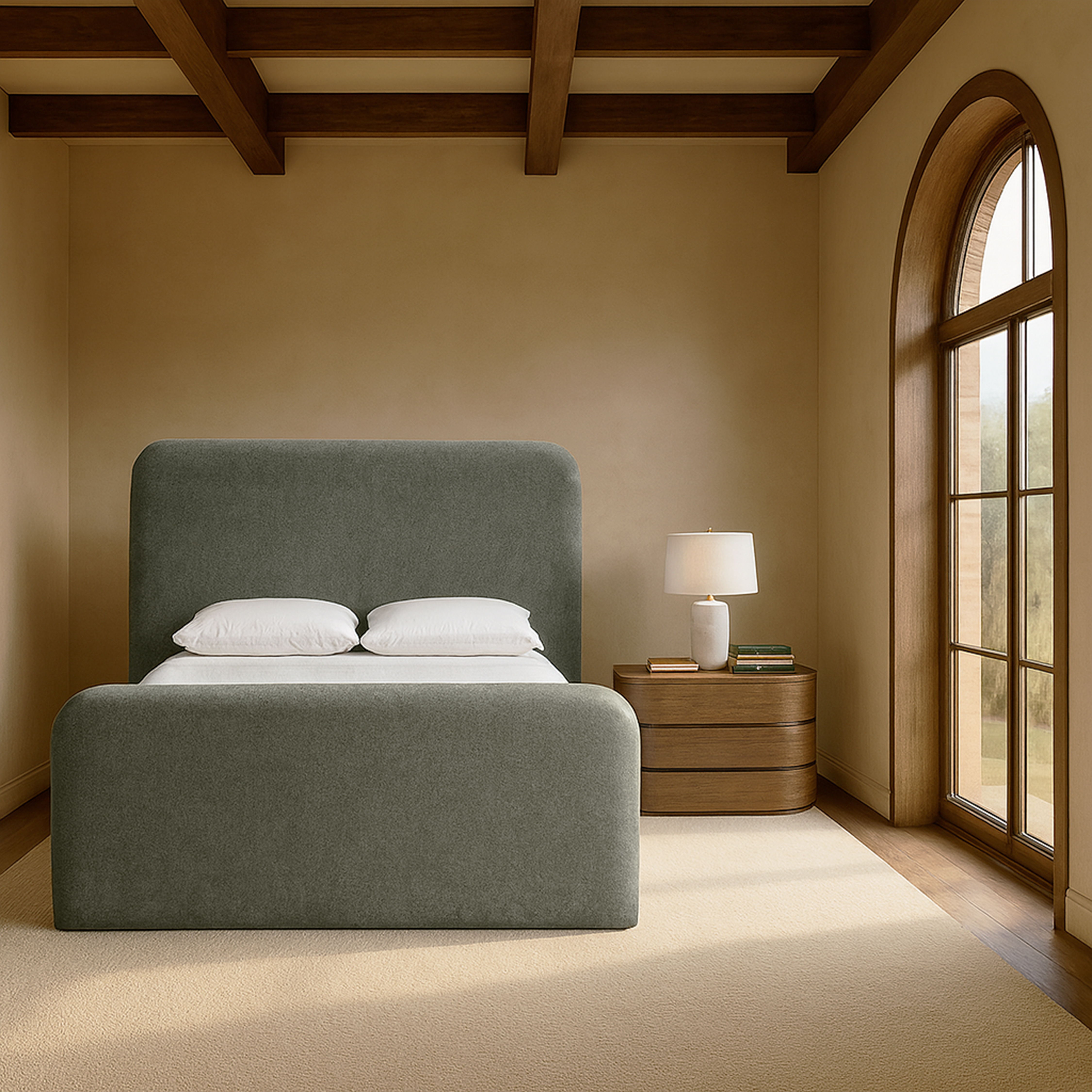 Fira - Chenille Fabric Upholstered Full Bed - Green