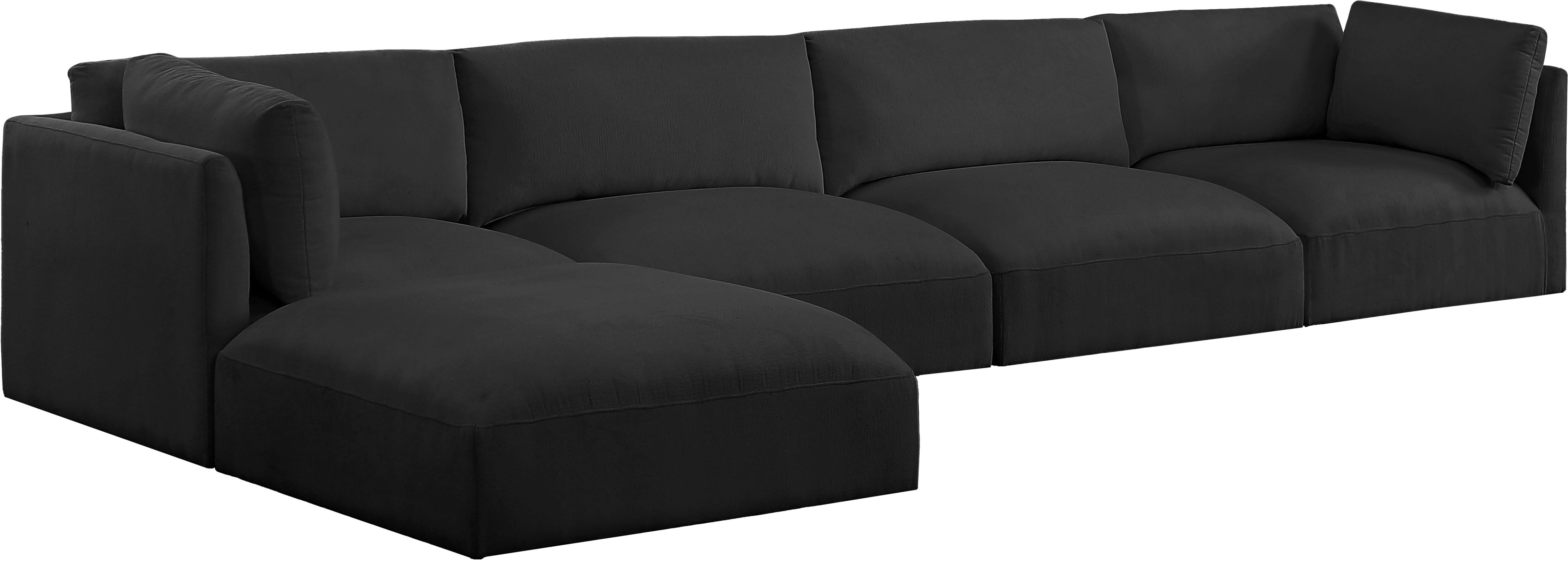 Ease - 5 Piece Modular Sectional With Chaise - Black