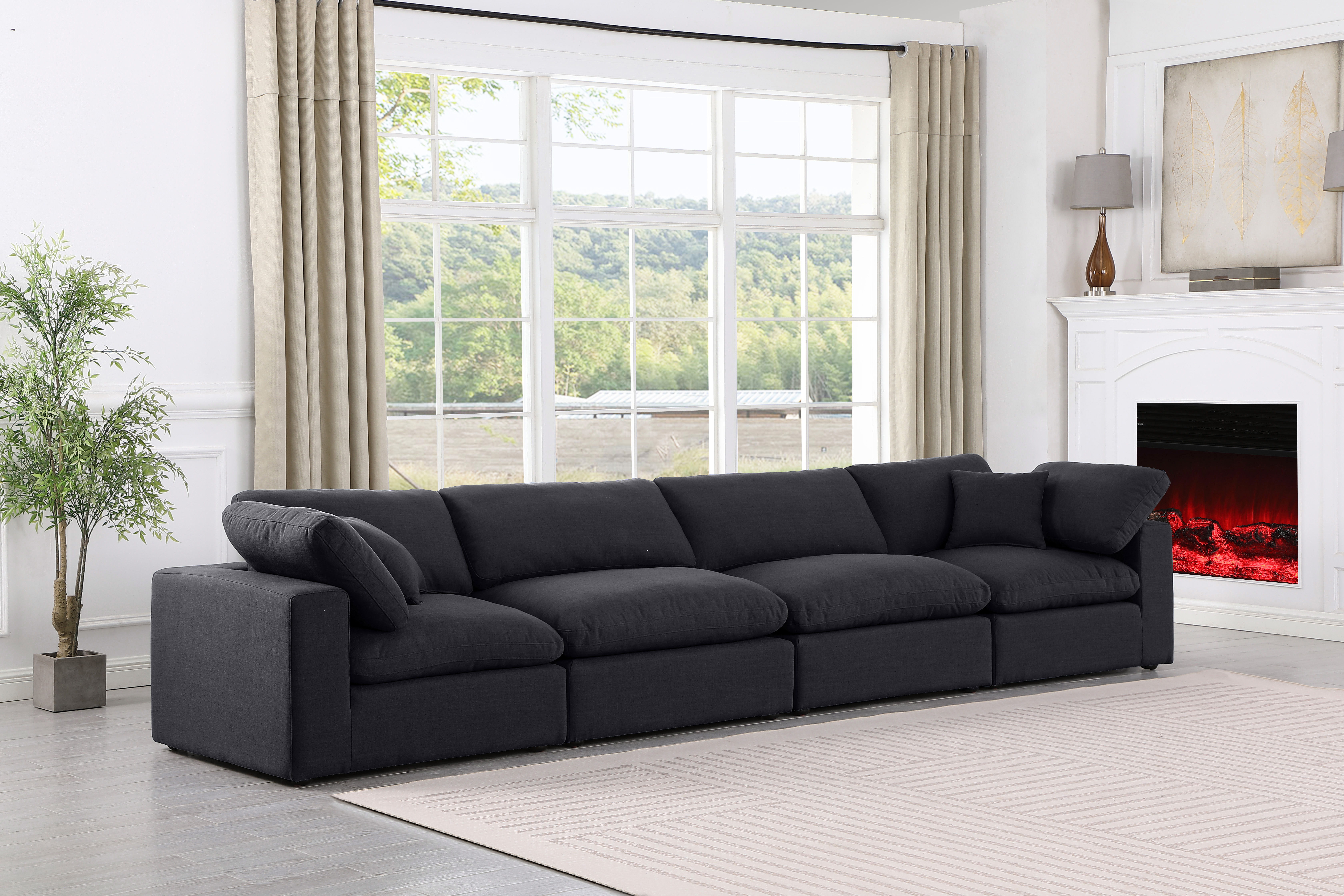 Comfy - Linen Modular Sofa 4 Pieces - Charcoal
