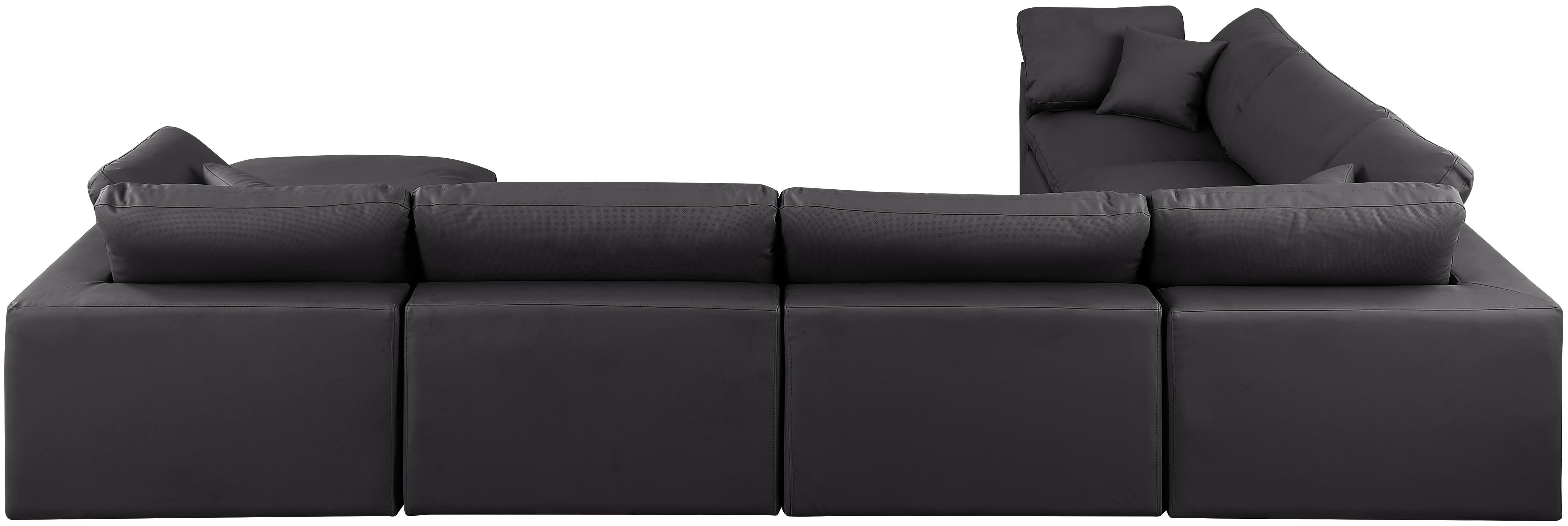 Comfy - 7 Piece Faux Leather Modular Sectional With Chaise - Charcoal