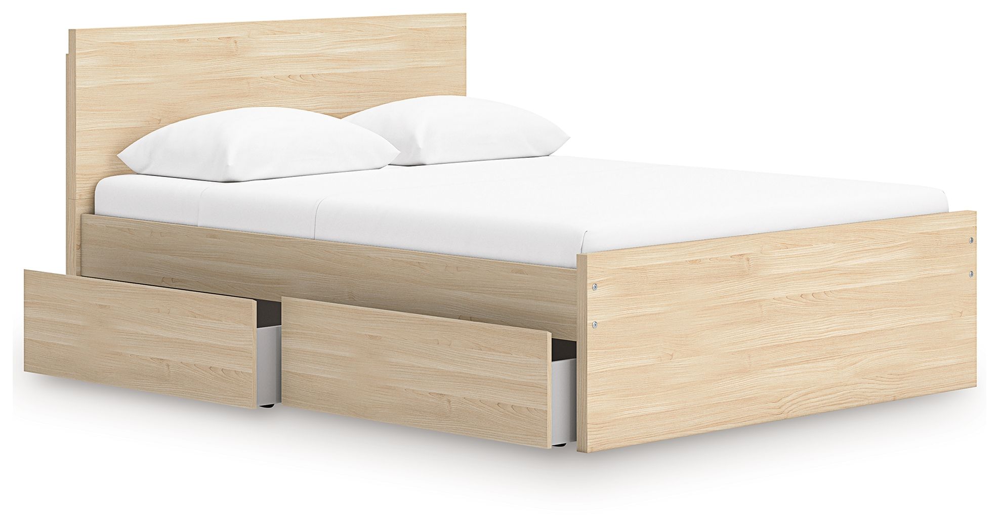 Onita - Full Panel Platform Bed With 2 Side Storage - Natural