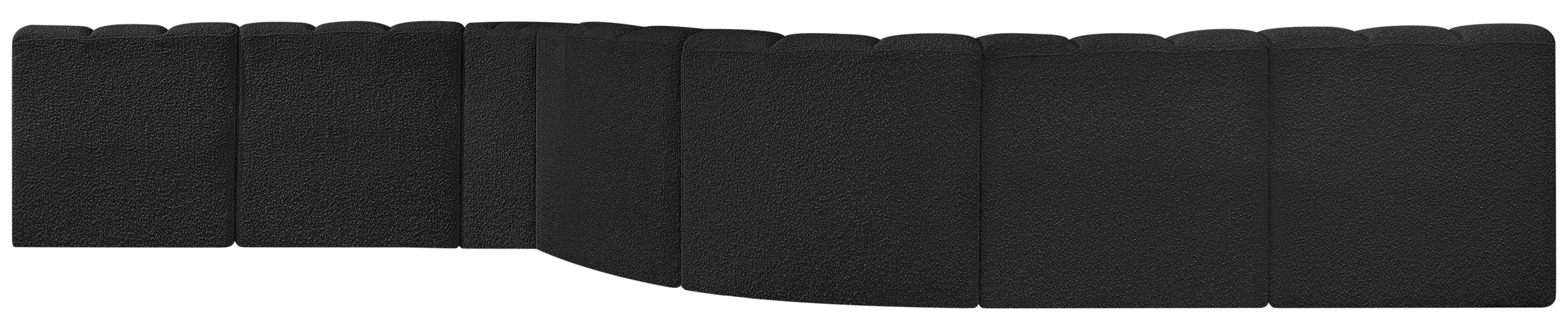 Arc - Boucle Fabric 8 Piece Curved Modular Sofa - Black
