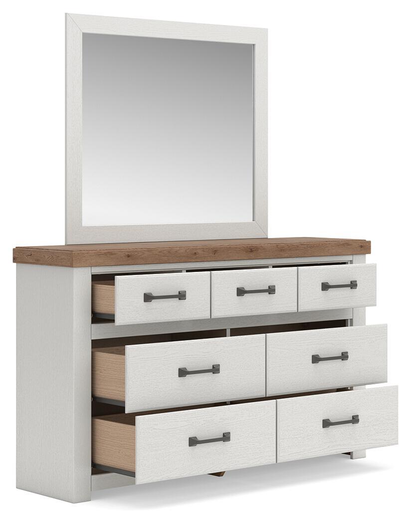 Ashley Furniture Savonport - Dresser And Mirror - White / Brown - Image 5
