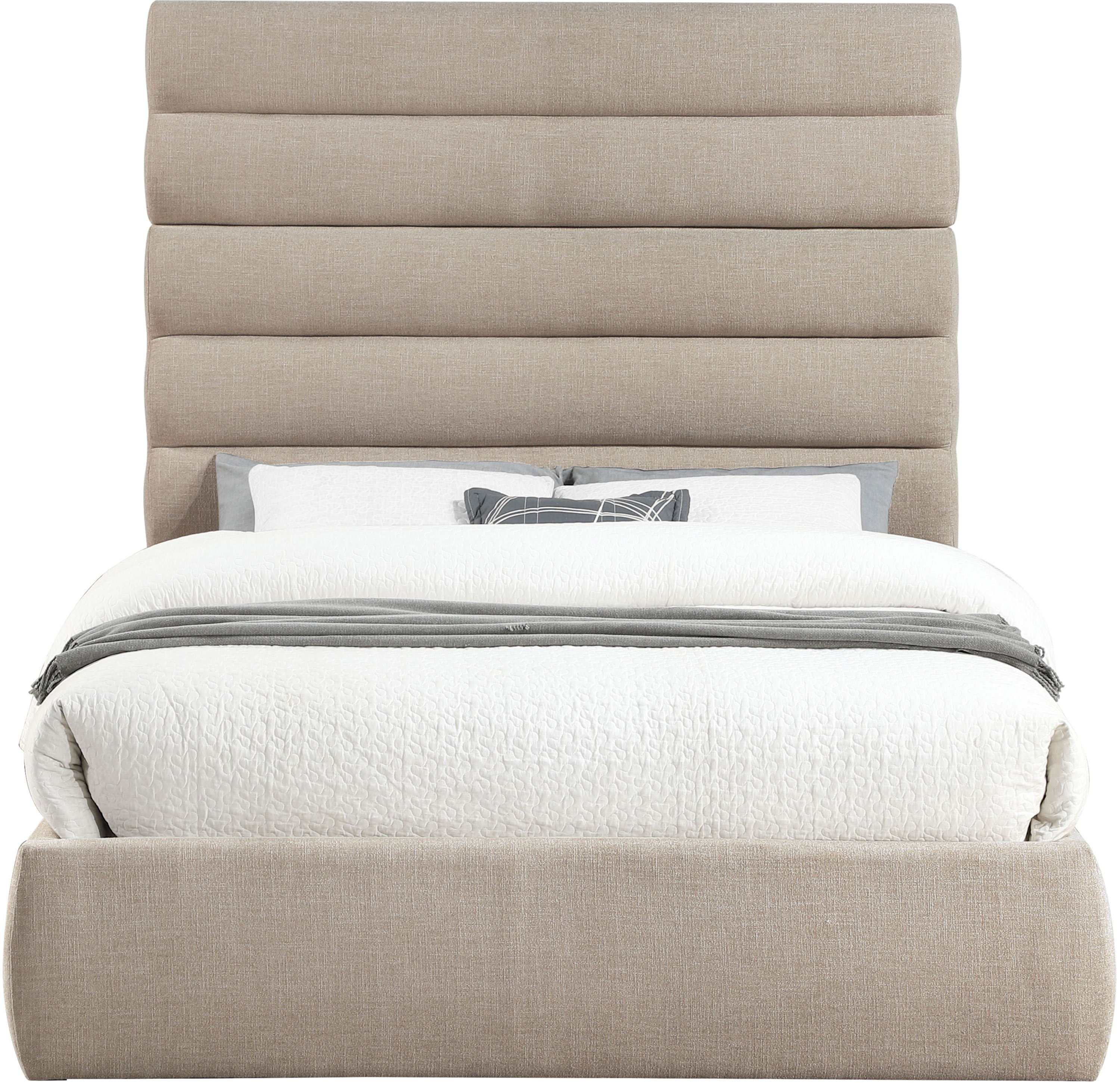 Adam - Linen Fabric Queen Bed With 70.5" Headboard - Beige