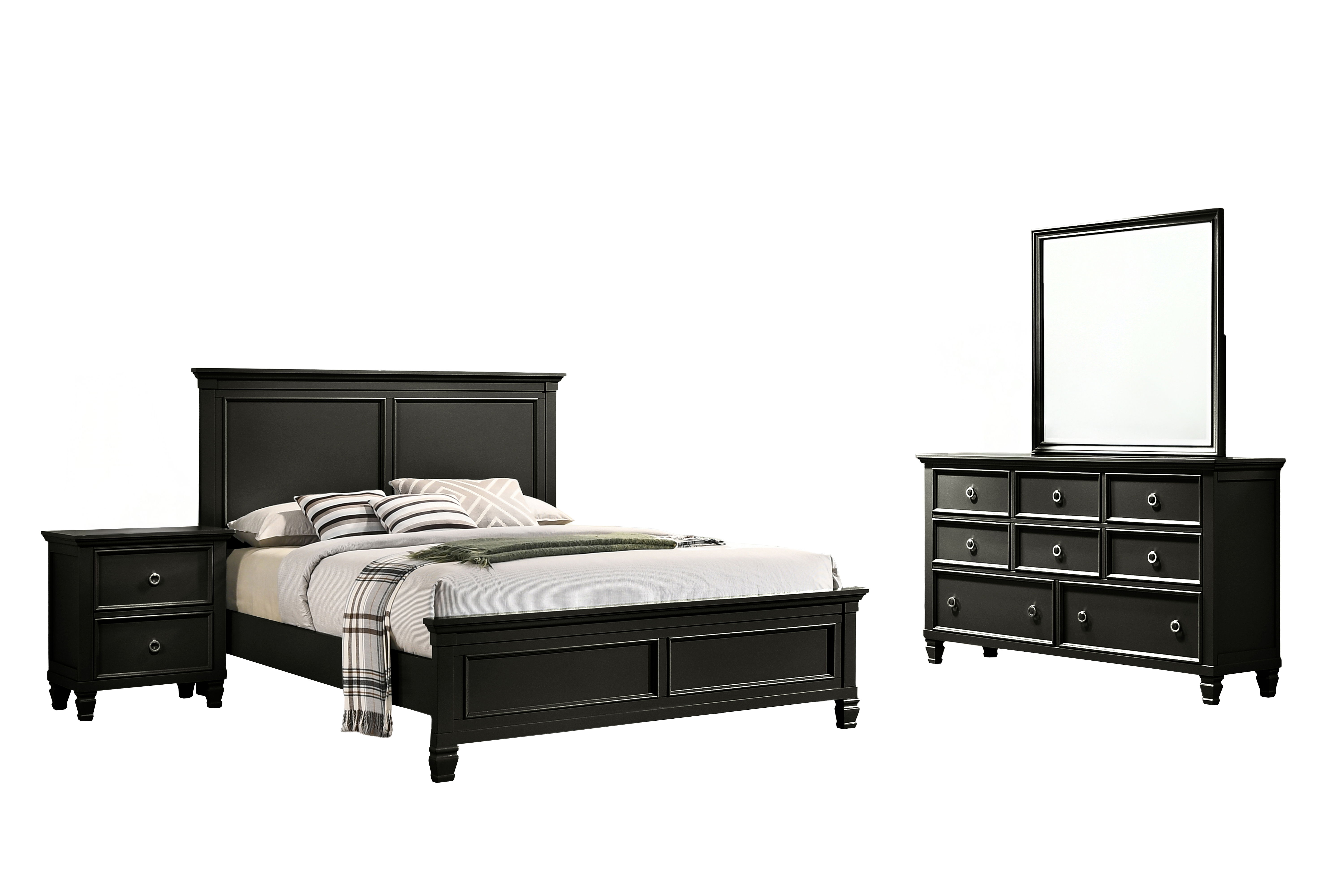 Queen · 4 Pc · Bed, Dresser, Mirror, Nightstand