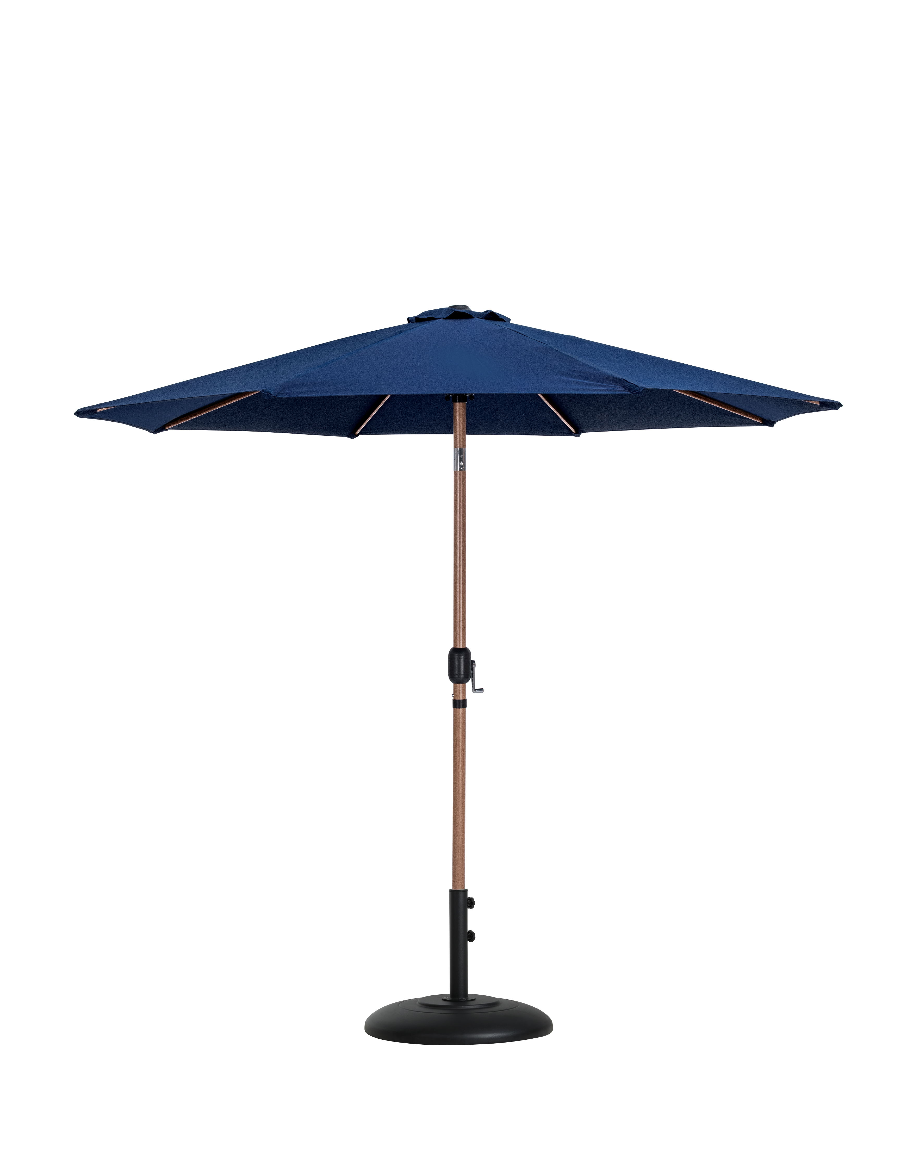 Fiji - Aluminum Patio Umbrella With Round Black And Teak Base - Navy