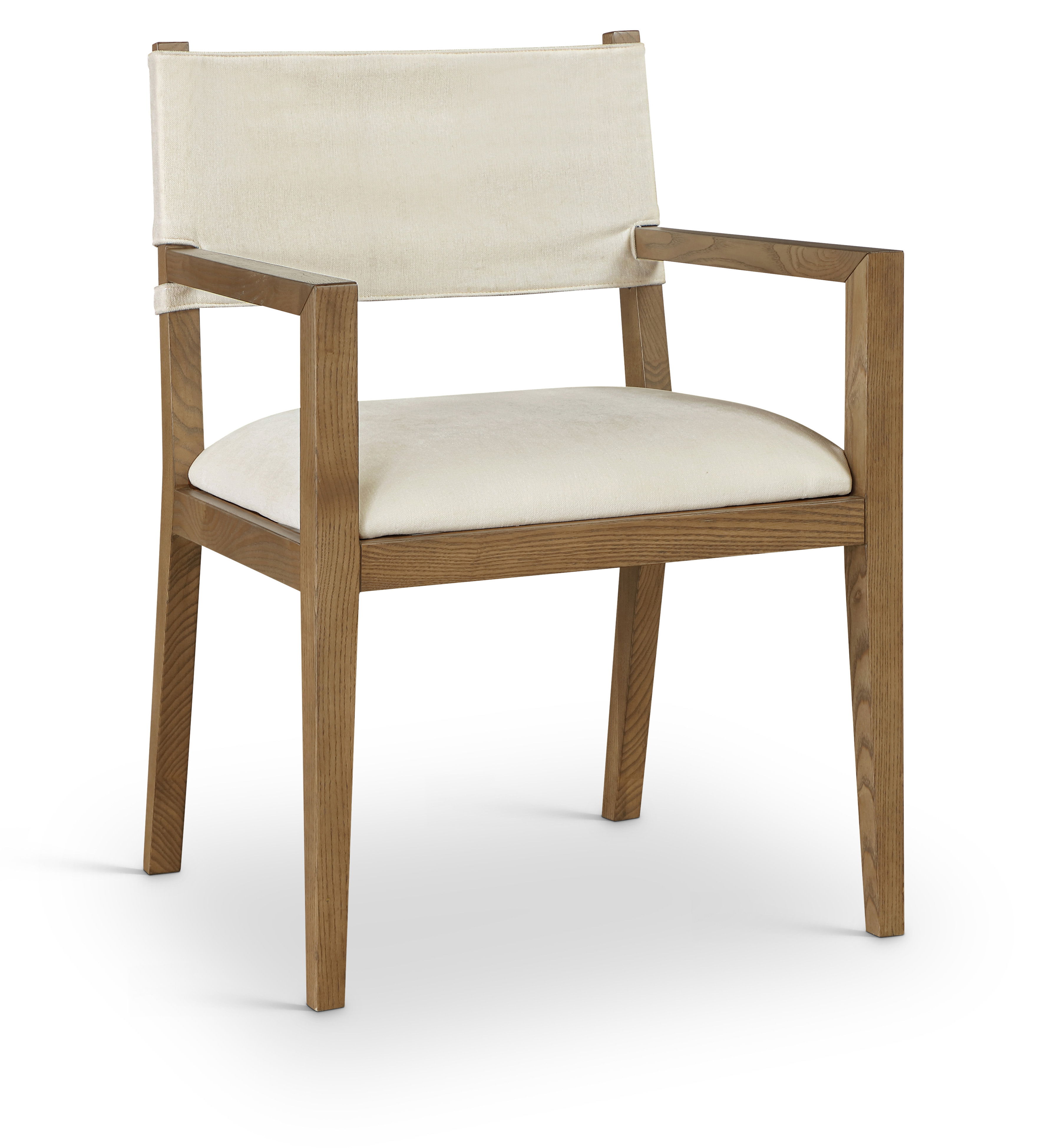 Avon - Linen Textured Performance Fabric Dining Arm Chair - Cream