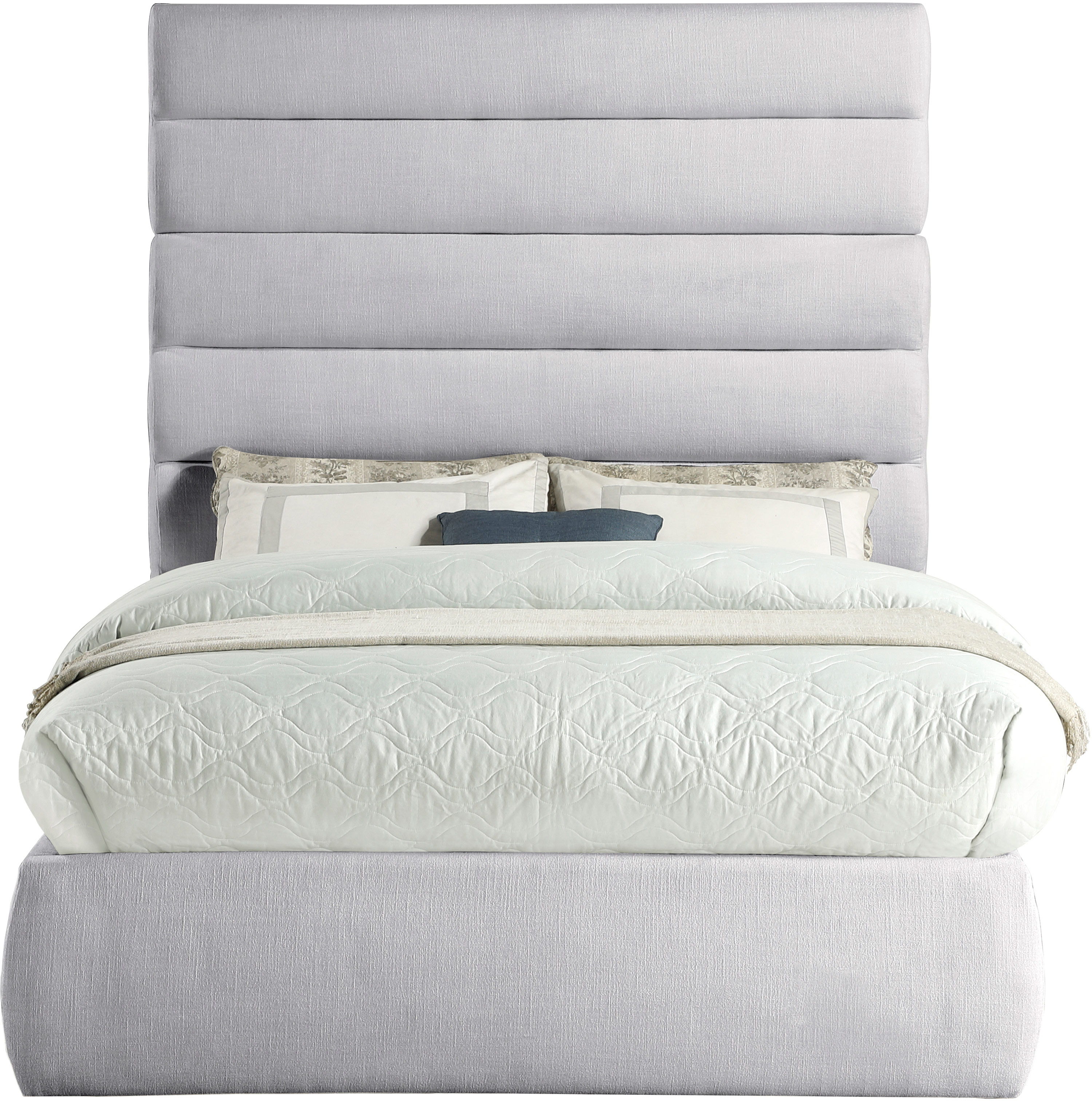 Adam - Linen Fabric Full Bed With 70.5" Headboard - Gray