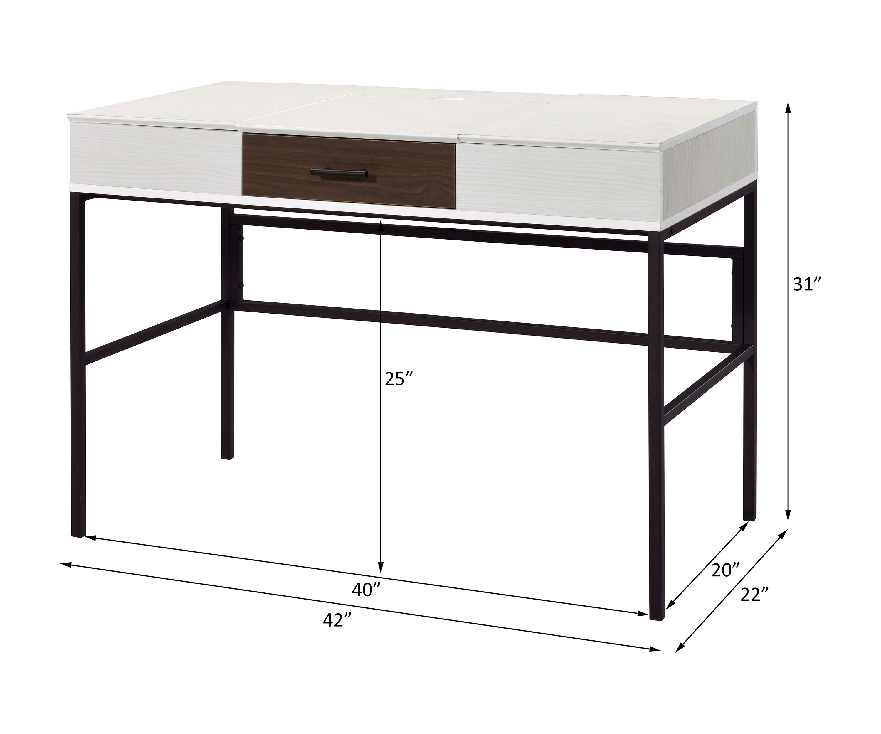 Verster - Writing Desk With USB - Natural & Black, beige, view 7
