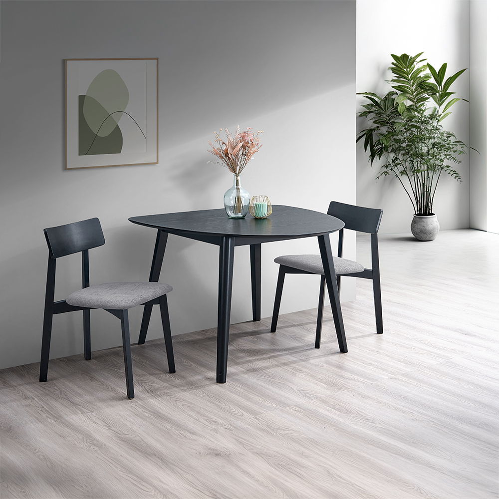 Real - Side Chair (Set of 2) - Gray Linen & Black, black, view 7
