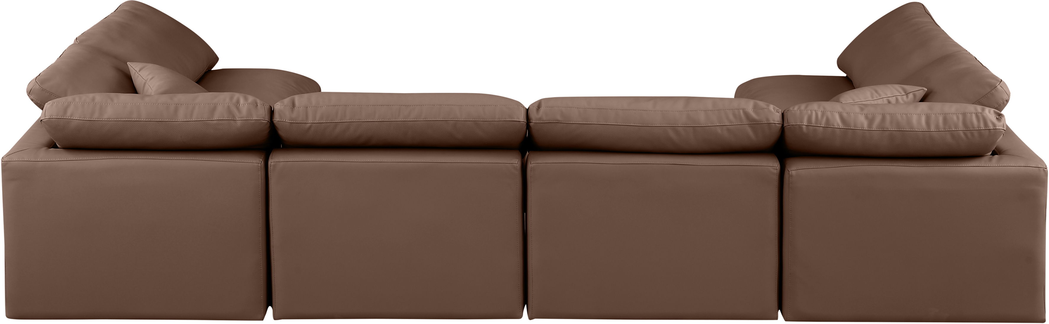 Indulge - Faux Leather 6 Piece Modular U-Shaped Sectional - Brown