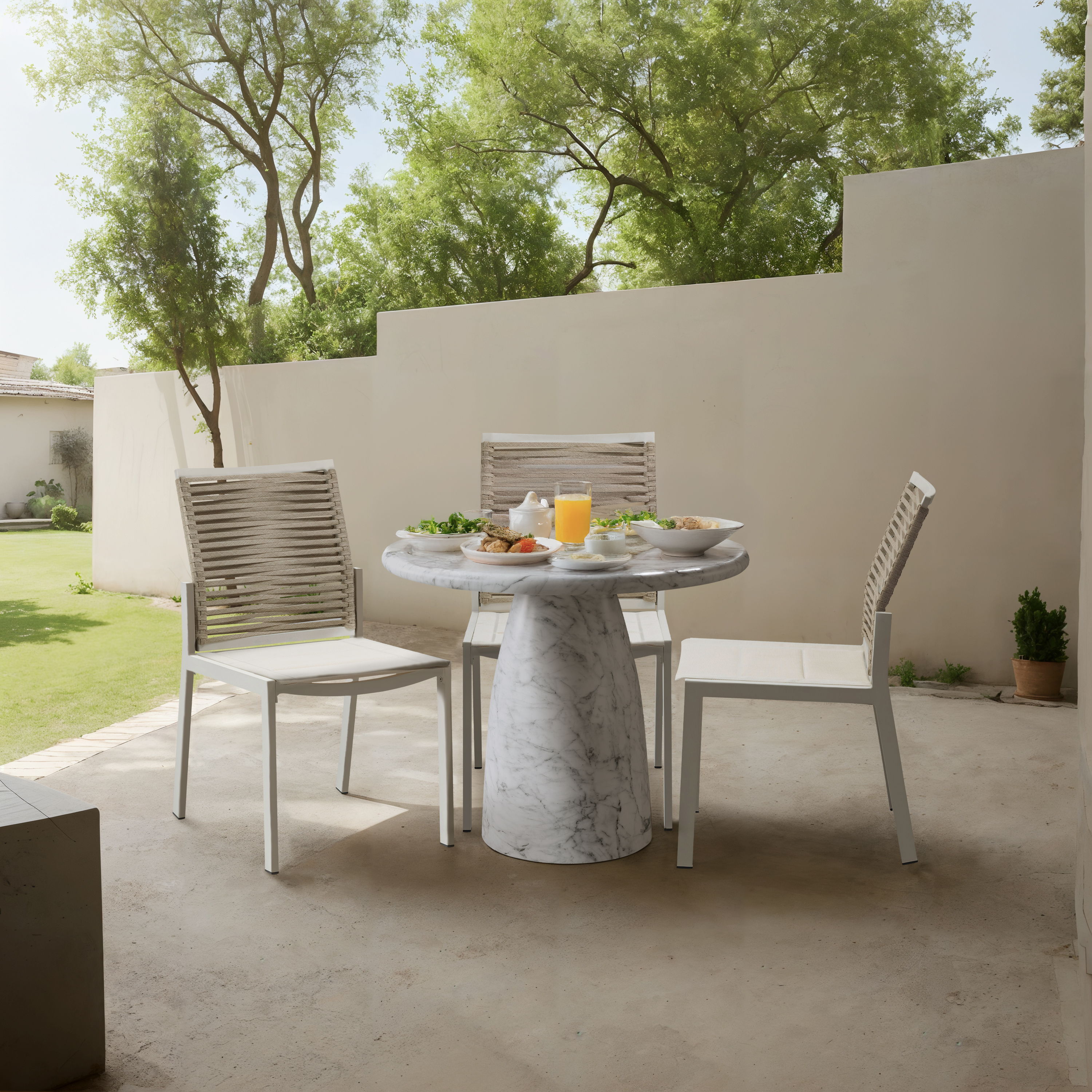 Cosenza - 36" Marble Finish Concrete Dining Table - White