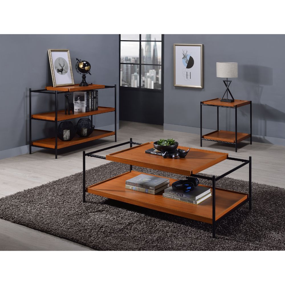Oaken - Coffee Table - Honey Oak & Black, orange, view 3
