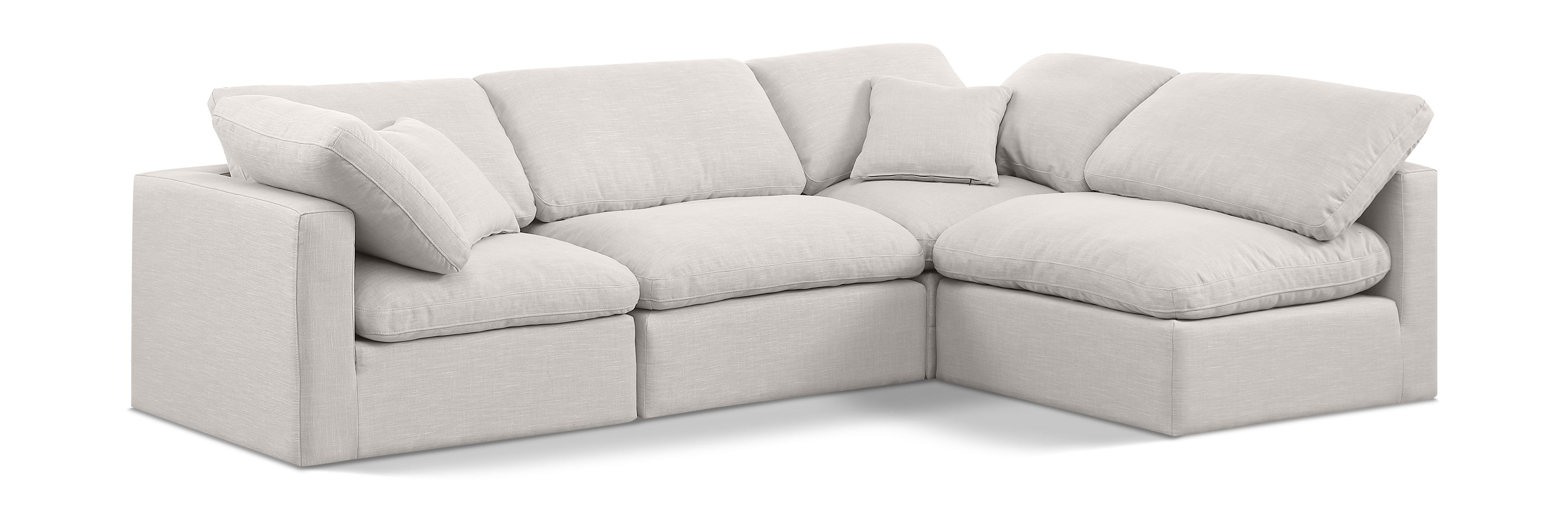 Indulge - Linen 4 Piece Modular Sectional - Cream