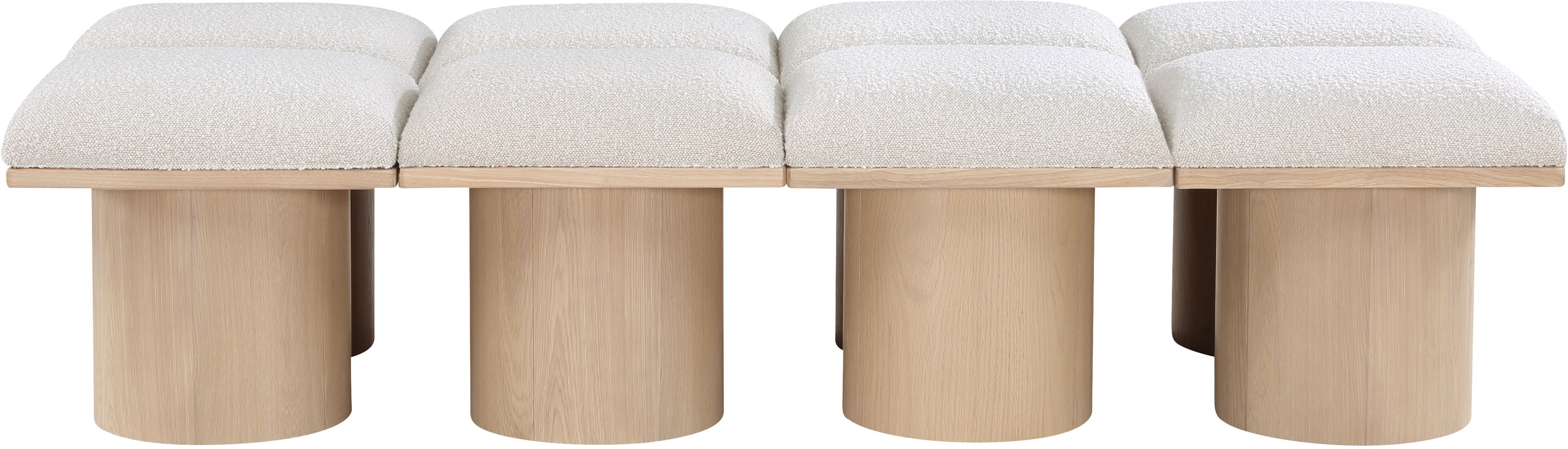 Pavilion - 72" 8 Piece Modular Bench With Natural Base - Cream
