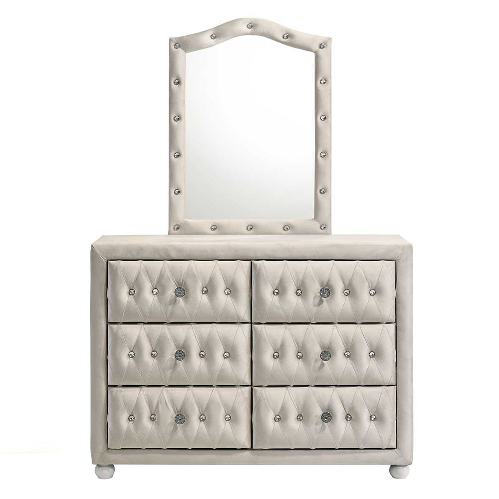 Reggie - Mirror - Beige Fabric, beige, view 3