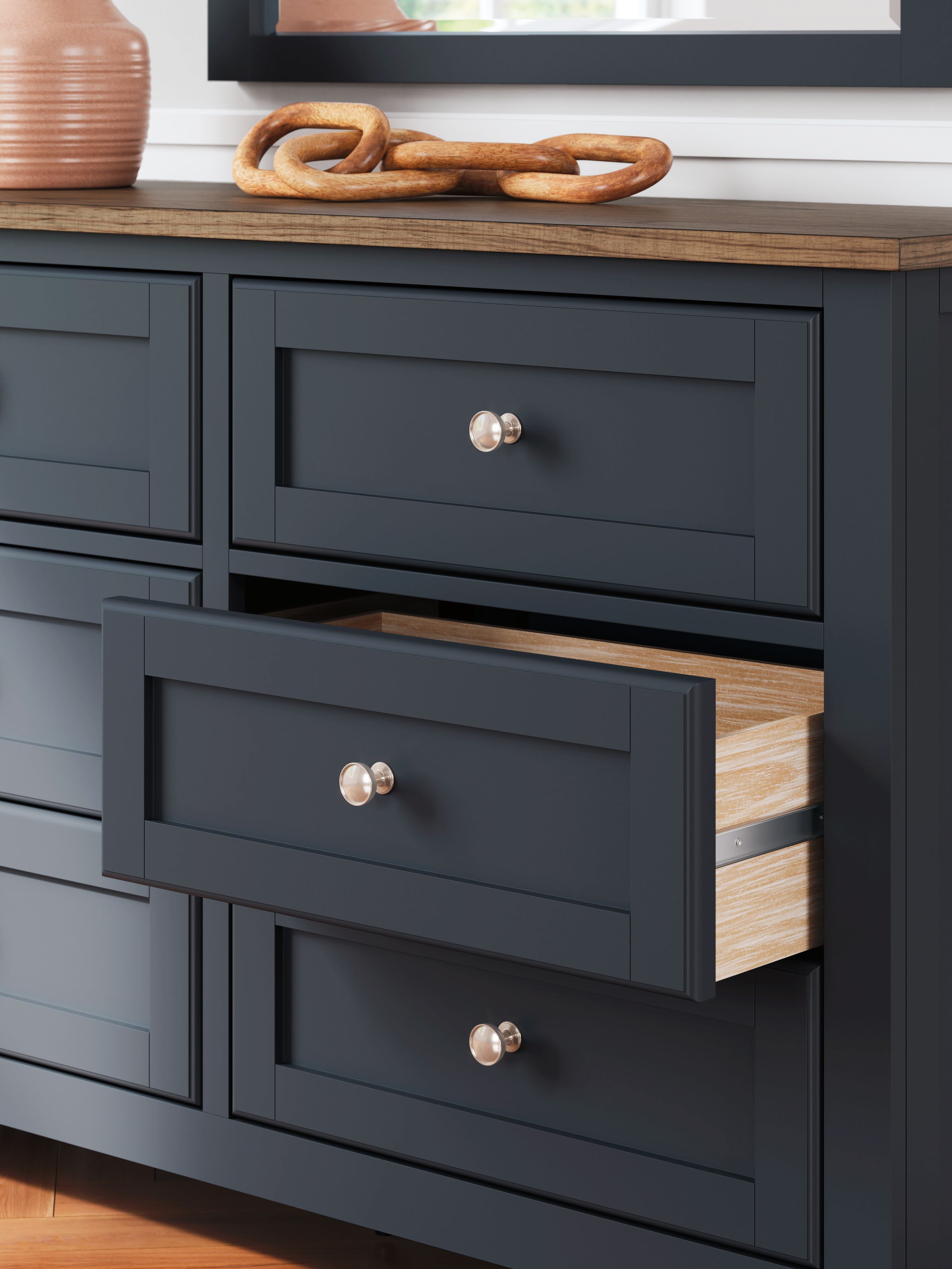 Ashley Furniture Landocken - Dresser and Mirror - Brown / Blue - Image 9
