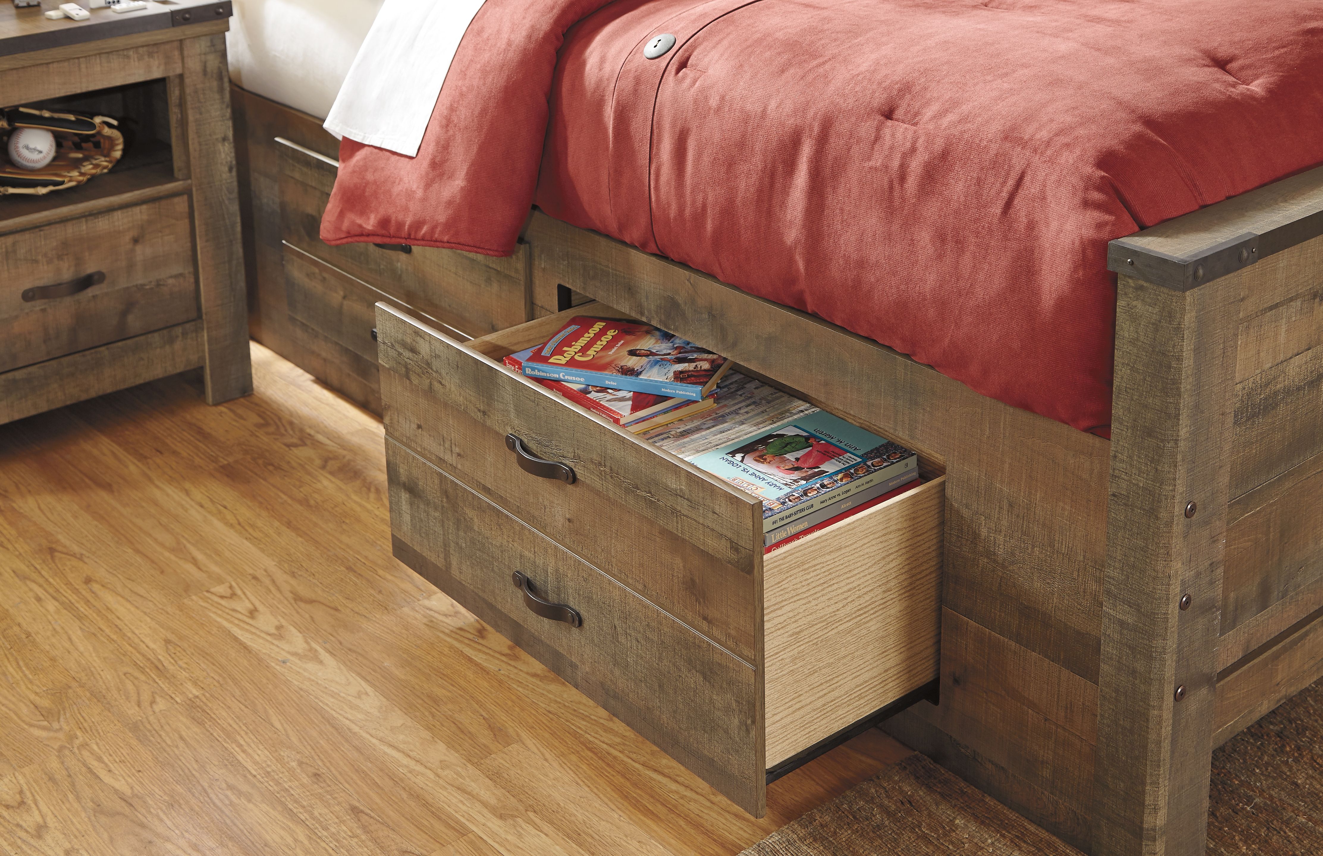Trinell - Full Panel Bed With 2 Storage Drawers - Brown