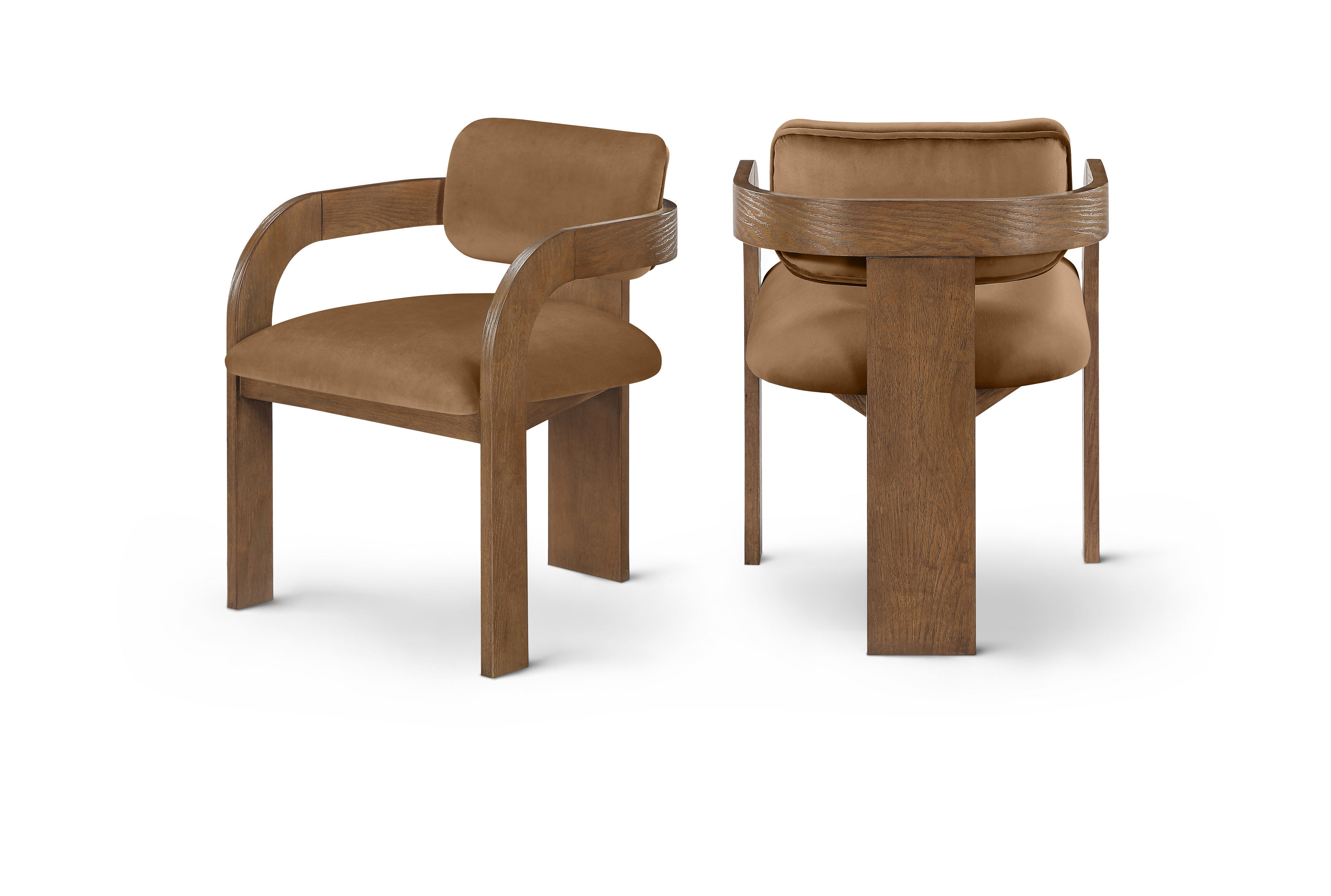Cedra - Velvet Performance Fabric Upholstered Dining Chair (Set of 2) - Saddle / Brown