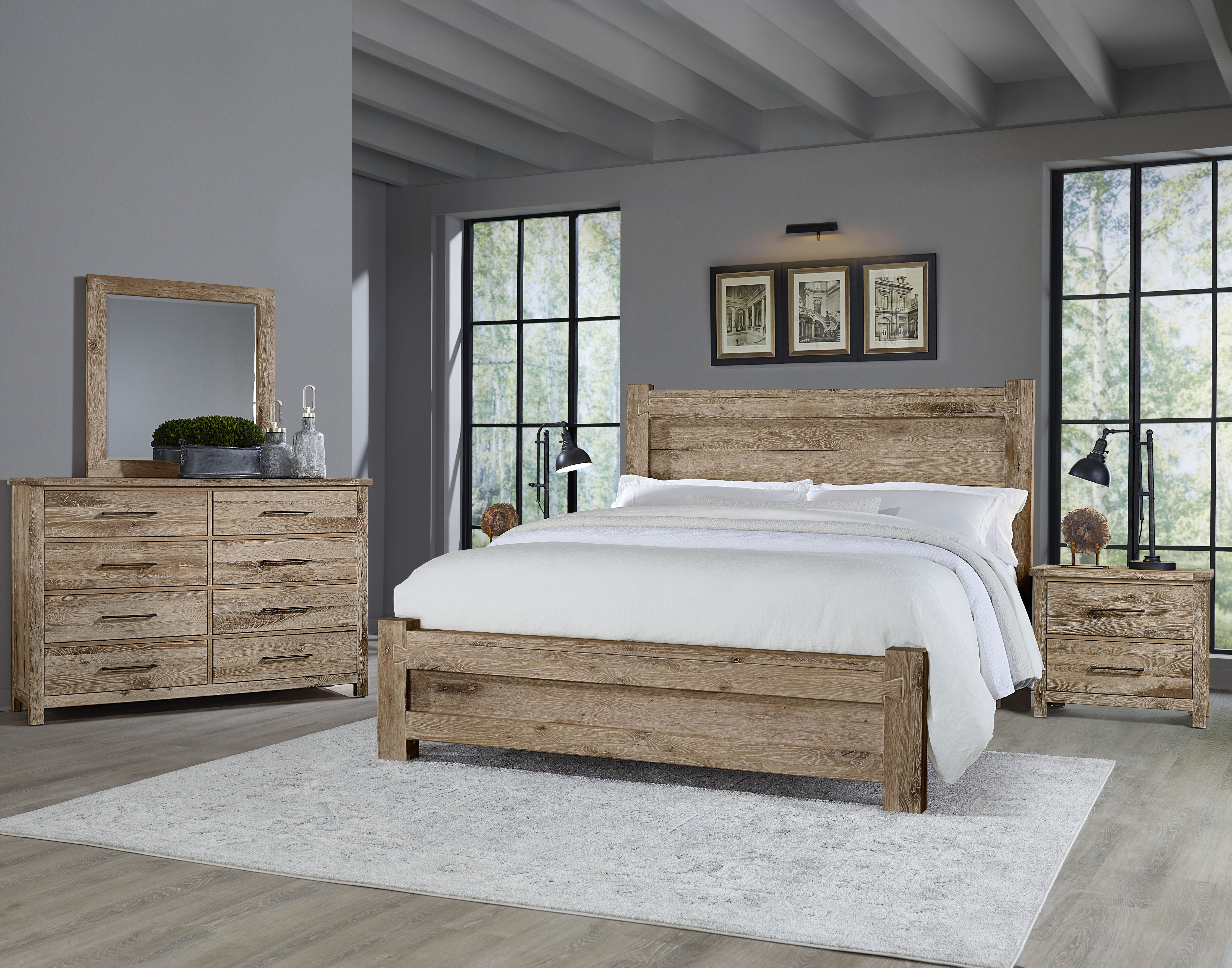 Vaughan-Bassett Dovetail - King Poster Bed With Poster Footboard - Sun Bleached White