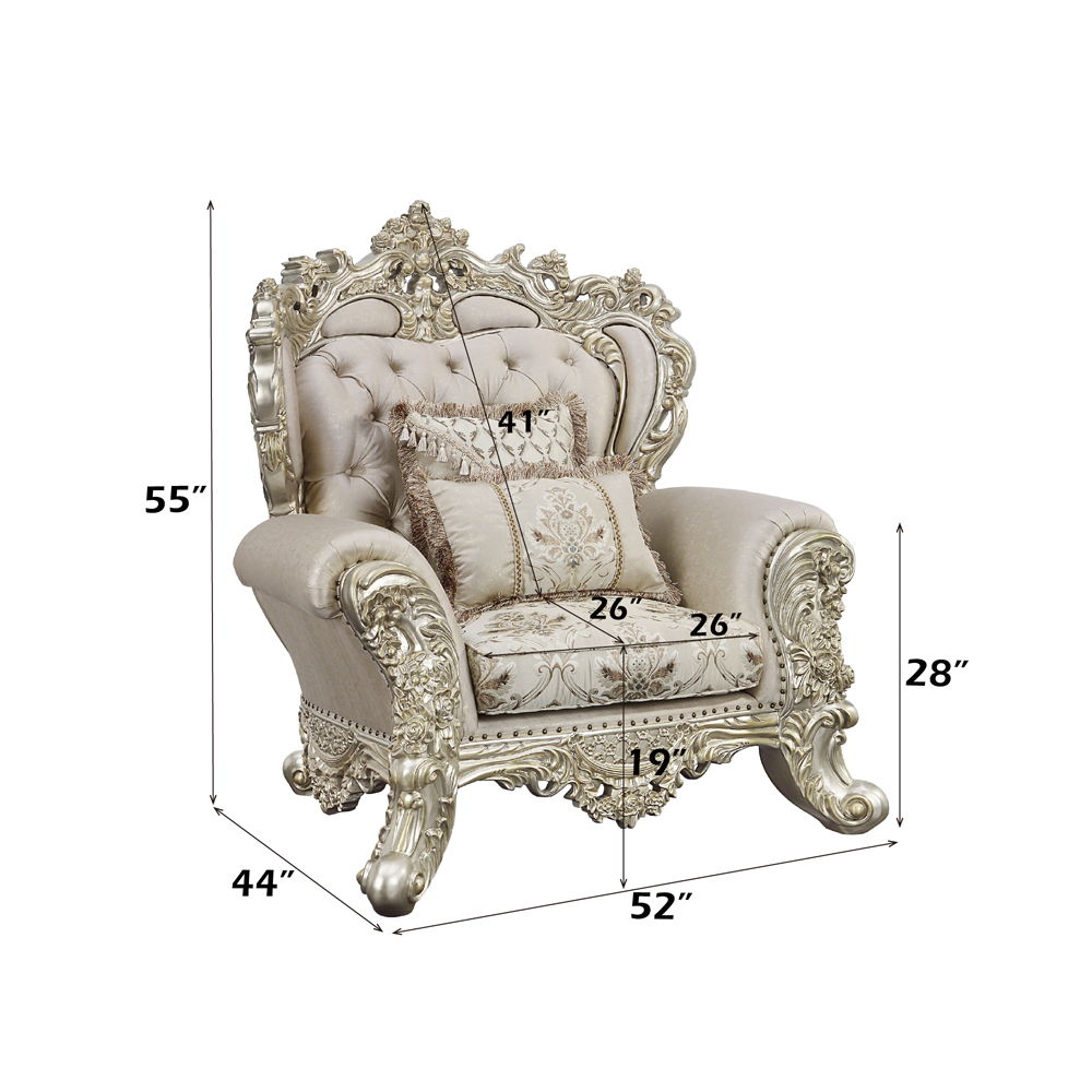Danae - Chair With 2 Pillows - Fabric, Champagne & Gold, beige, view 7