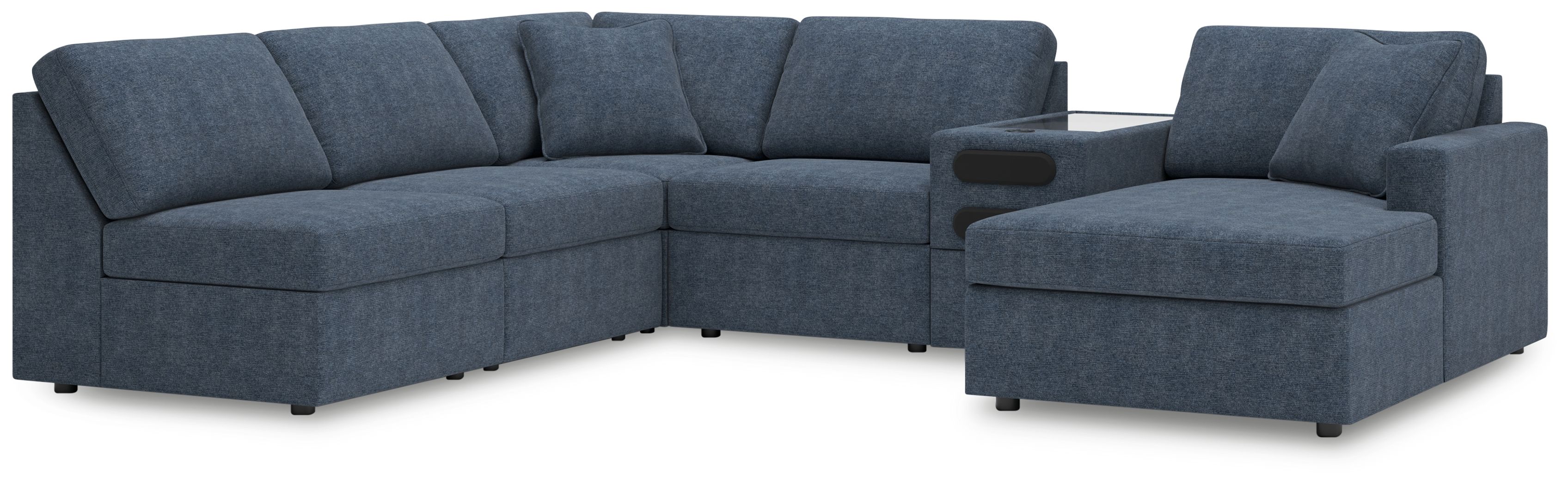 Modmax - 6-Piece Sectional With Raf Corner Chaise And Audio System Console - Ink