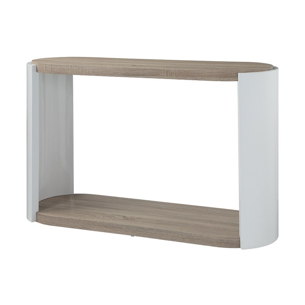 Zoma - Sofa Table - Oak & White High Gloss, white
