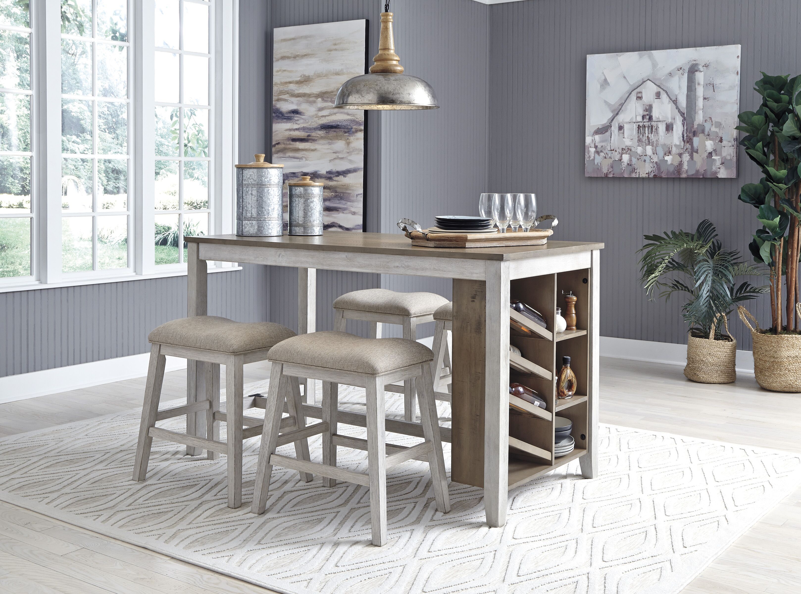 5 Pc · Counter Table, 4 Upholstered Stools