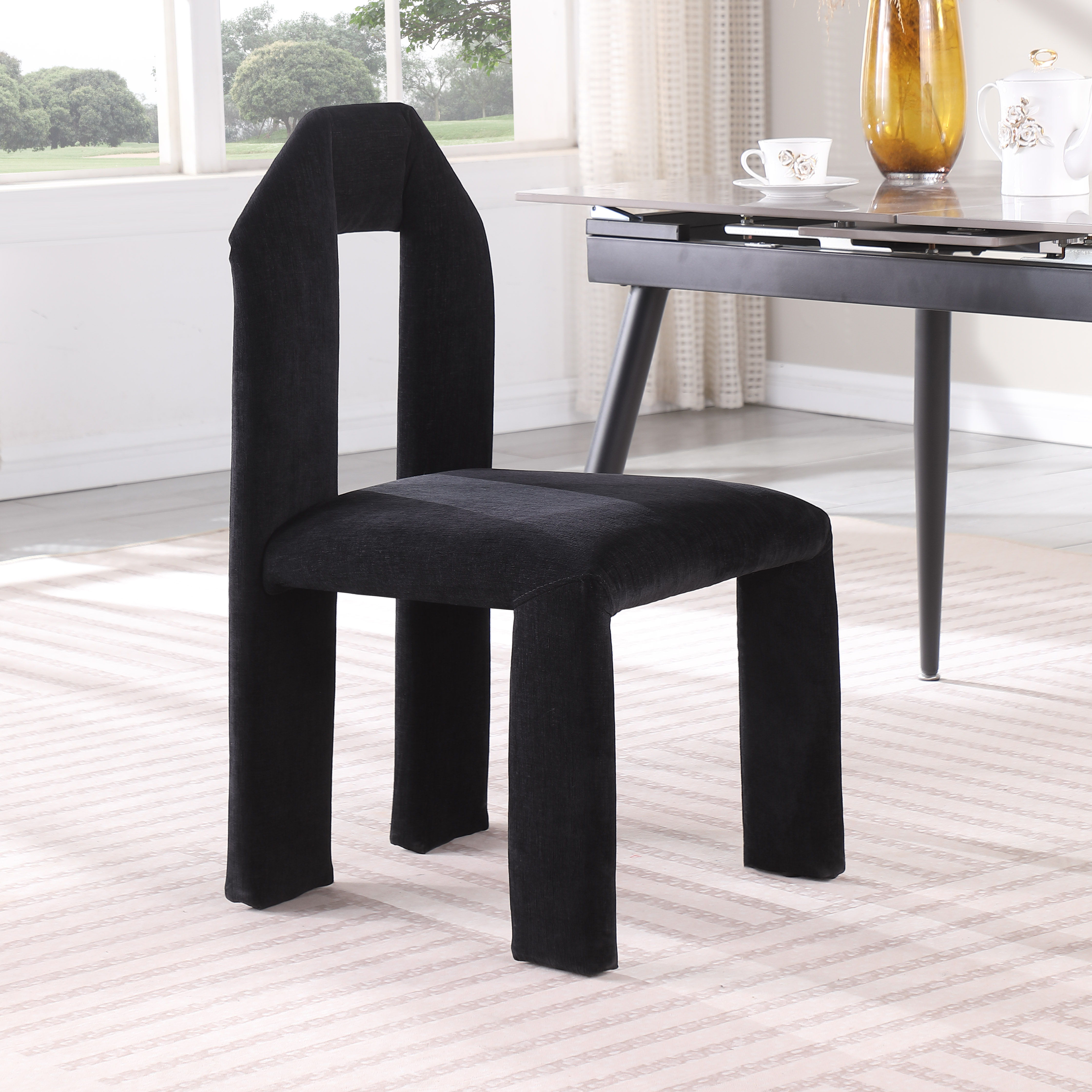Bennett - Chenille Dining Chair (Set of 2) - Black