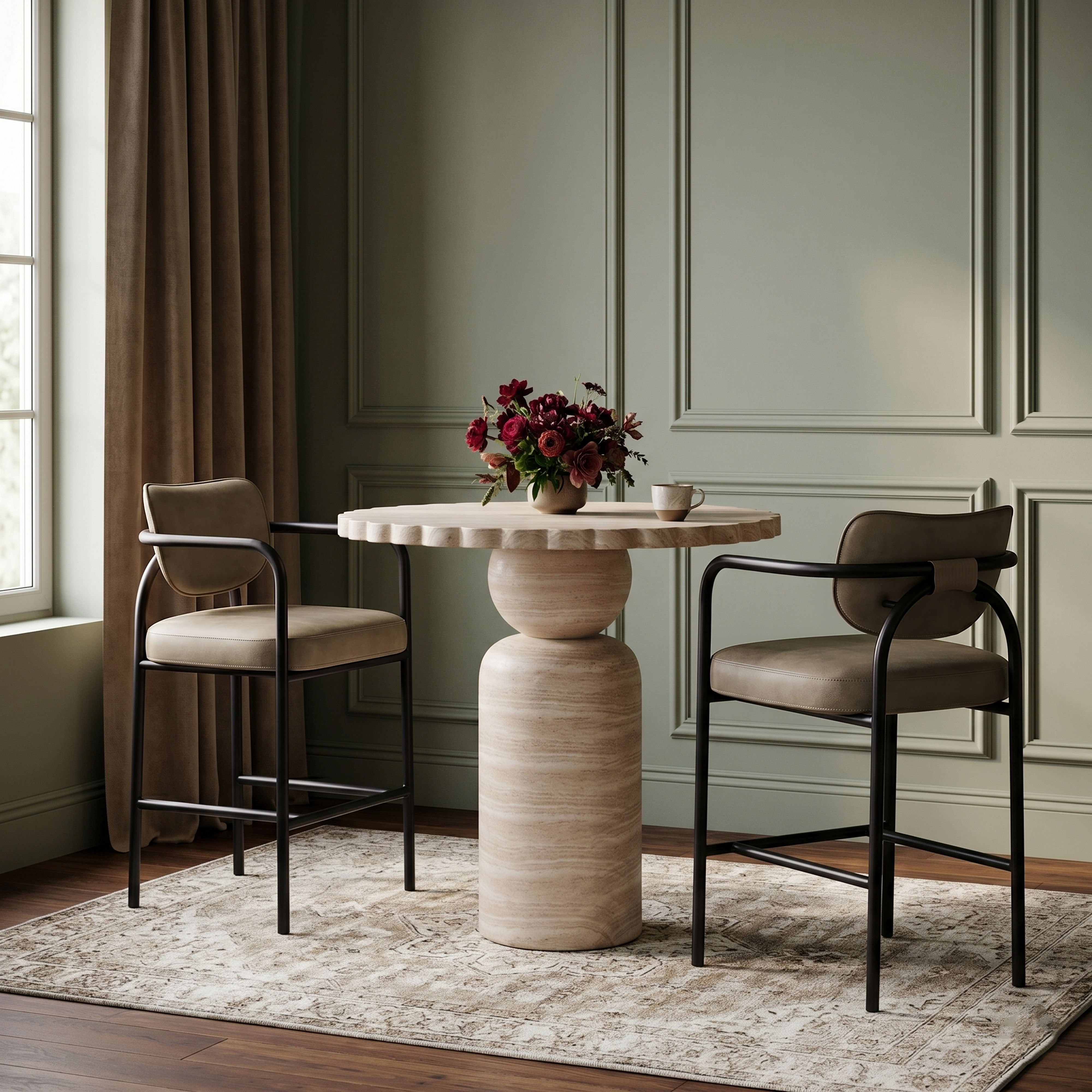 Serava - Vegan Leather Upholstered Bar Stool - Taupe