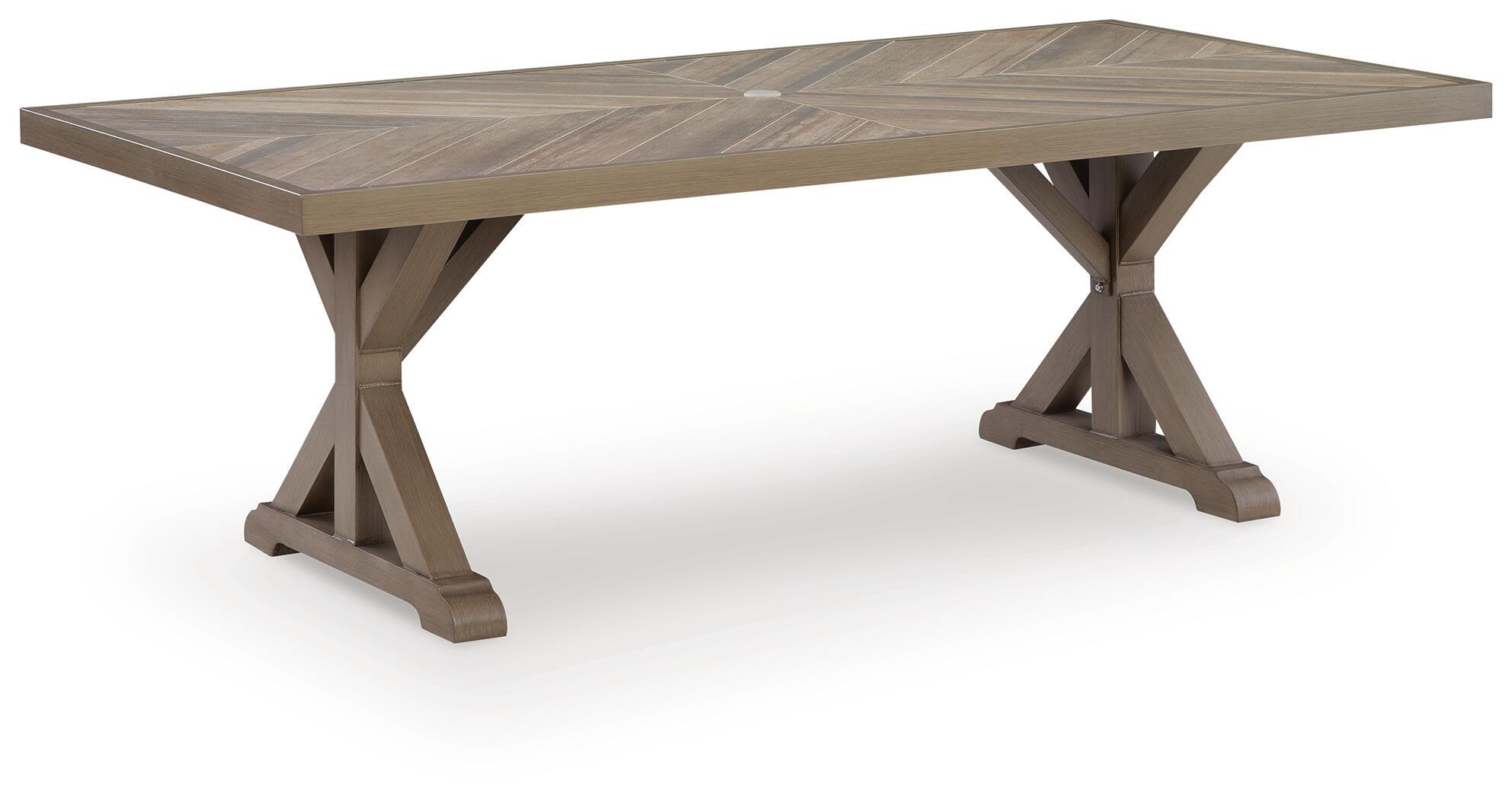 Laguna Heights – Rectangular Dining Table With Umbrella Option – Beige