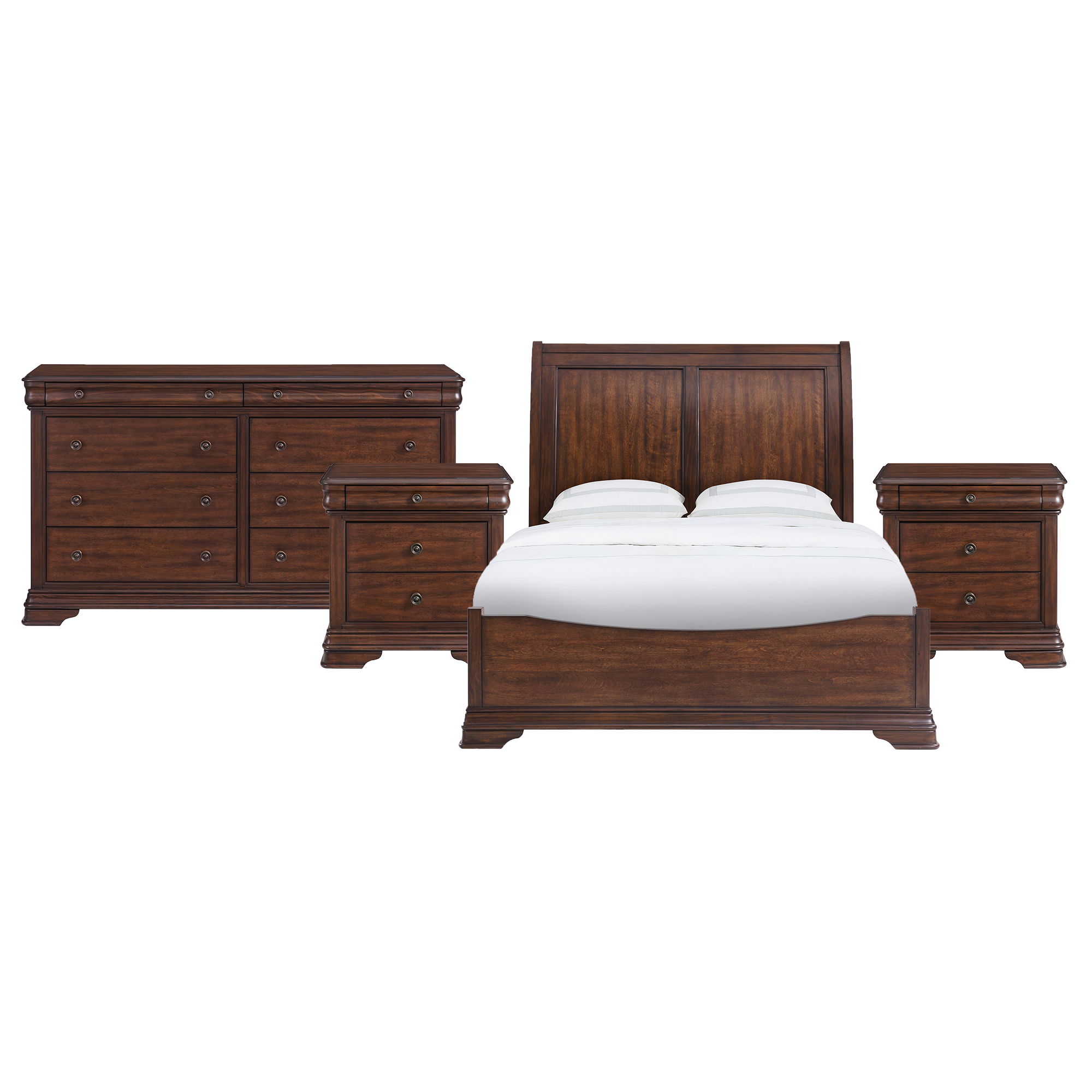 Phillipe - Queen 4 Piece Bedroom Set With 2 Nightstands & Dresser - Cherry