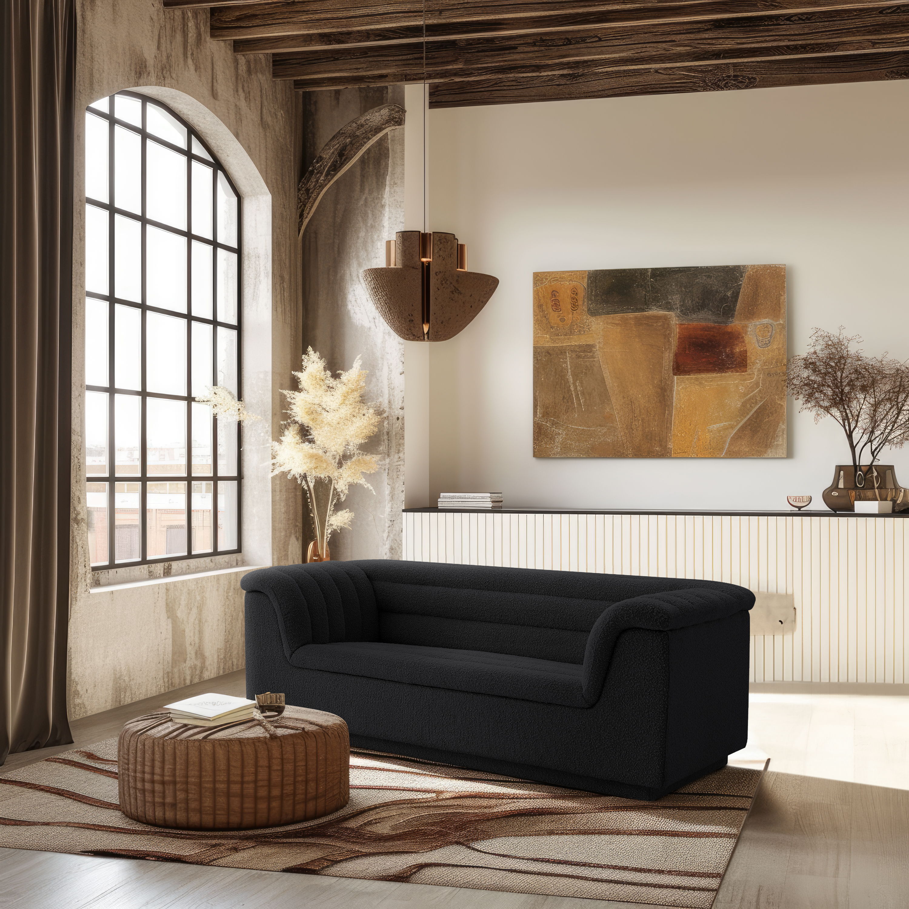 Cascade - Boucle Loveseat - Black
