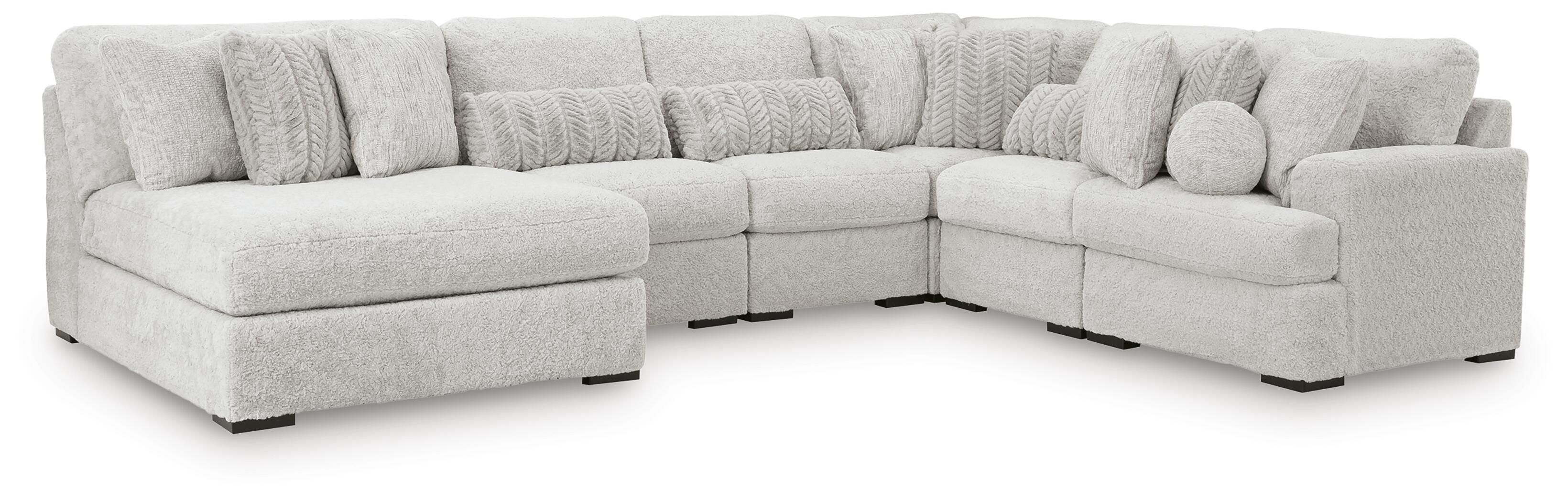 Cuddle Plush – 6-Piece Sectional With Armless Chaise And RAF Corner Chair – Arctic