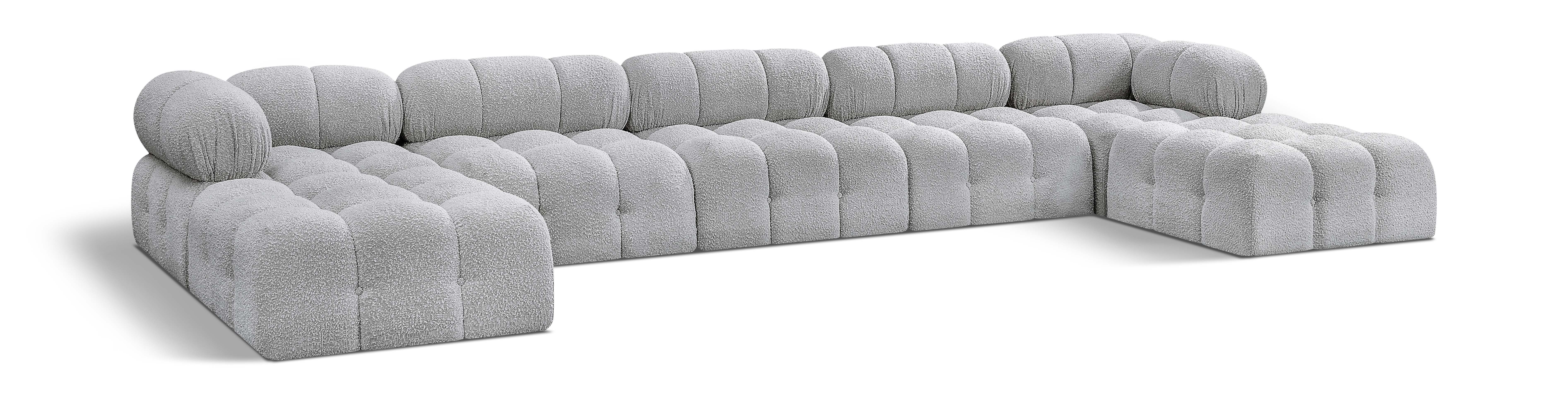 Ames - 7 Piece Fabric Modular U-Shaped Sectional - Gray