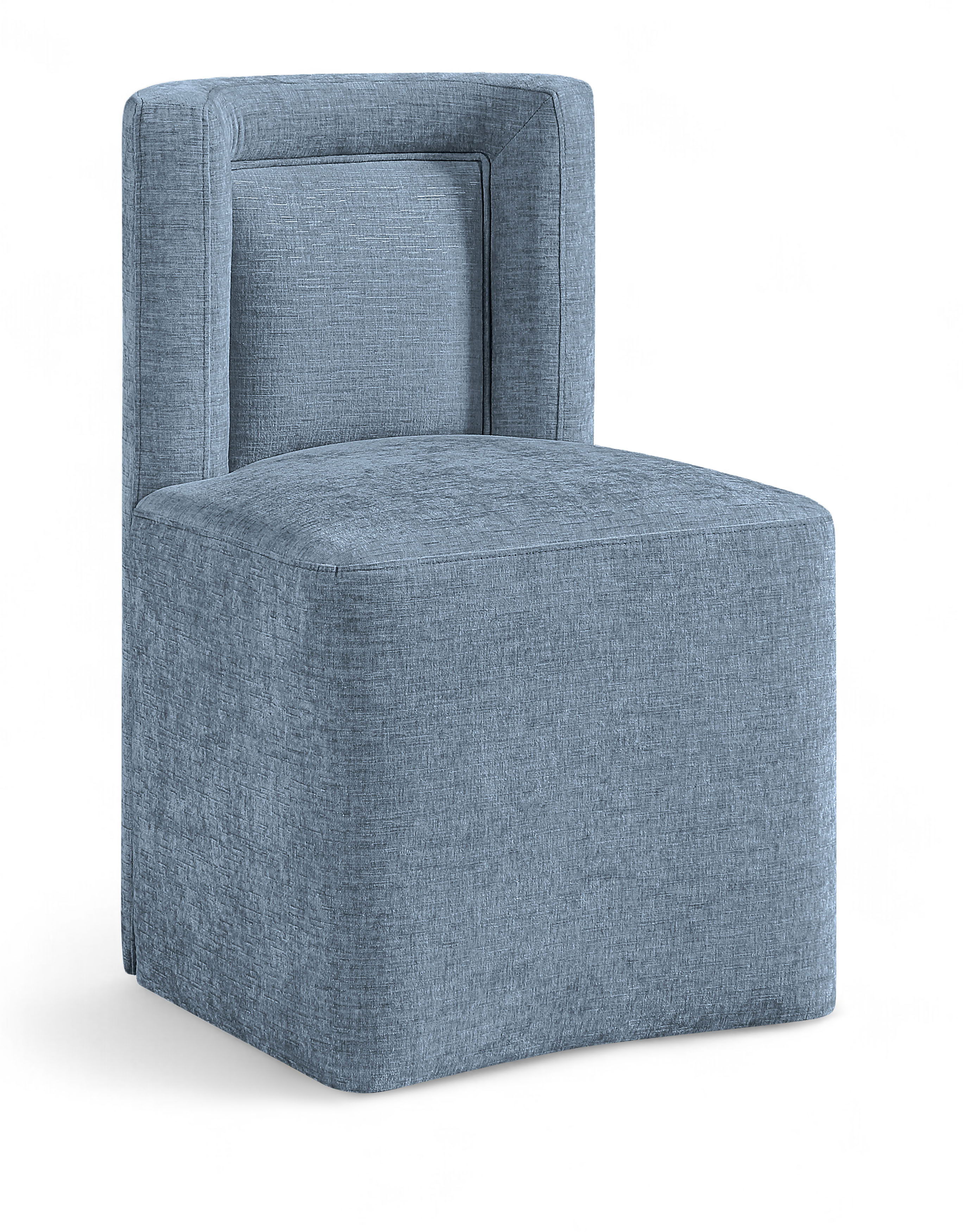 Duvina - Chenille Performance Fabric Dining Chair - Light Blue