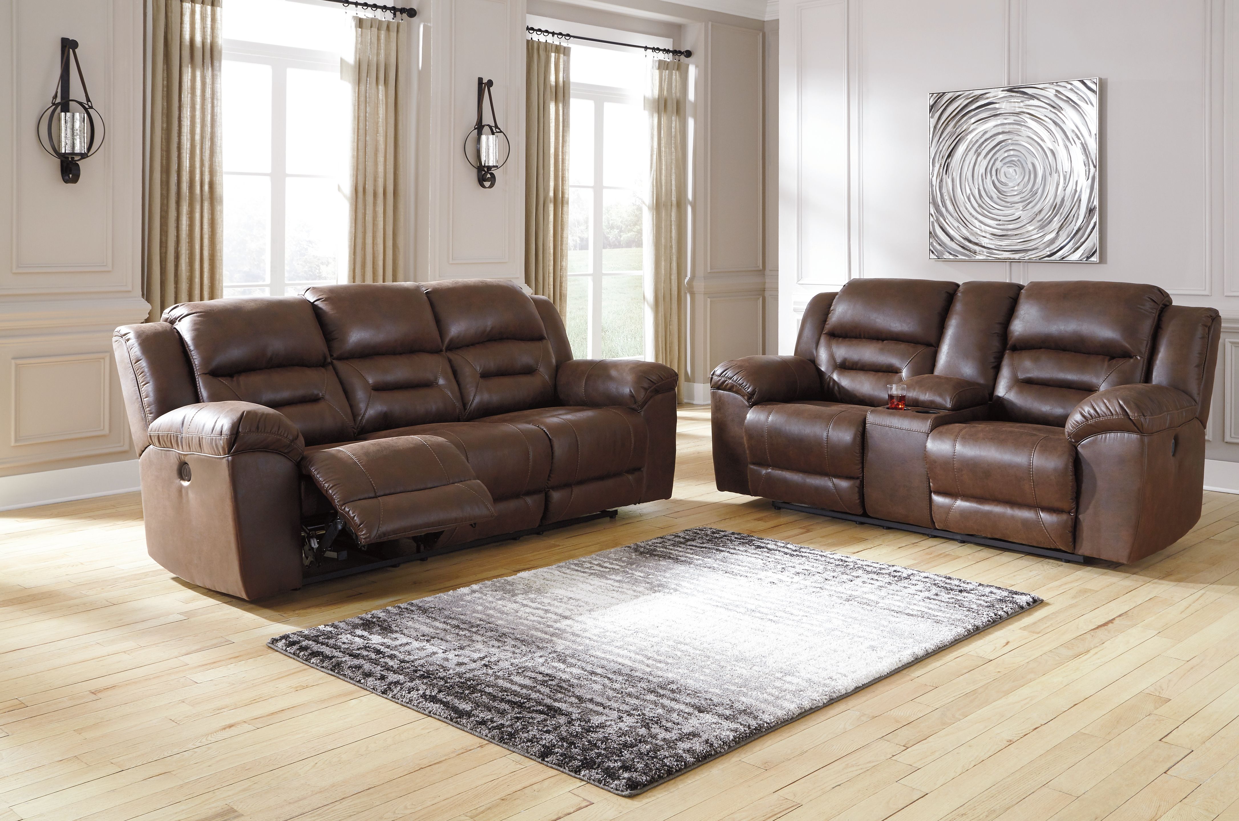 Ashley Furniture Stoneland - DBL Rec Loveseat w/Console - Chocolate - Image 7
