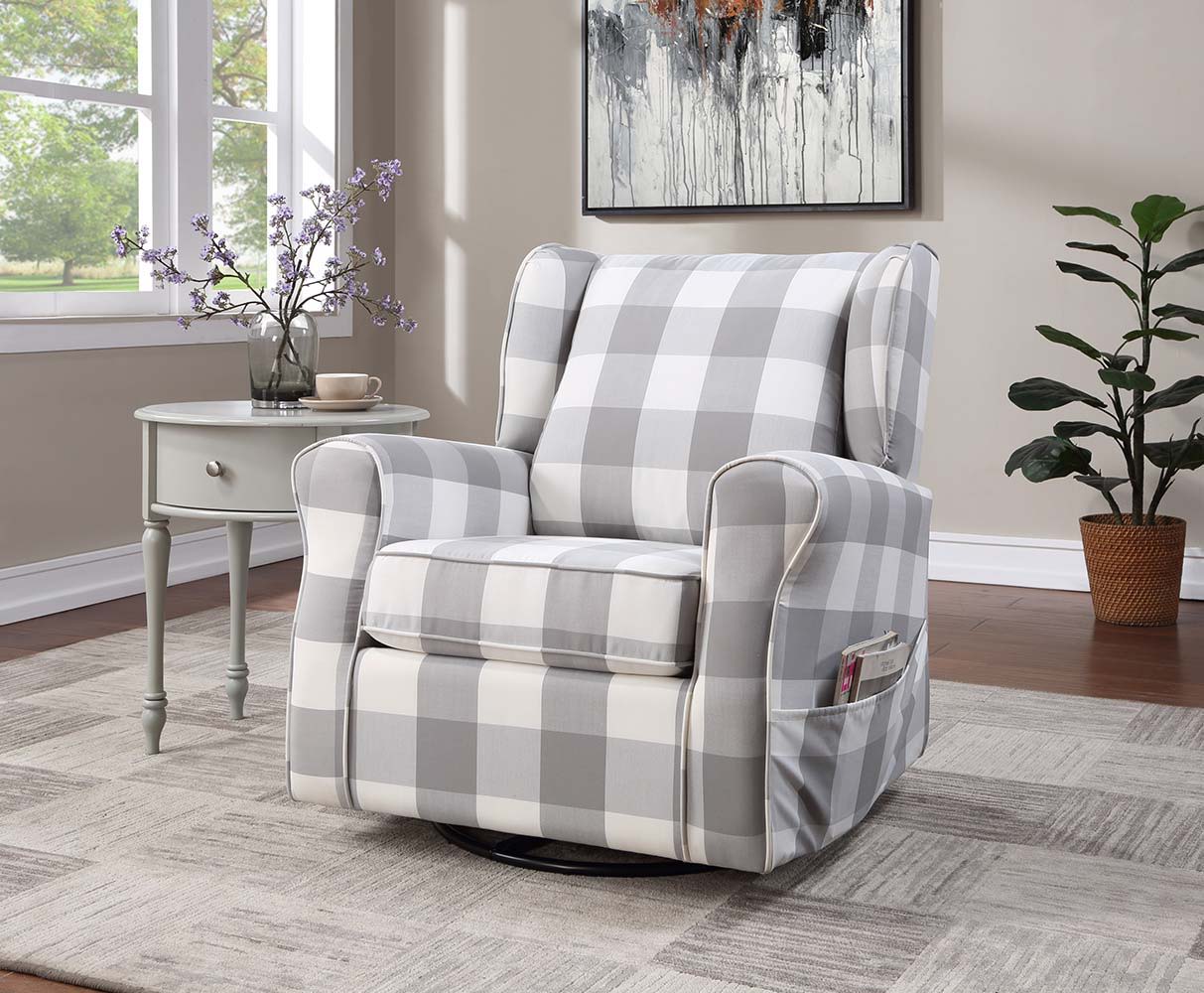 Patli - Swivel Chair With Glider - Gray Fabric, gray