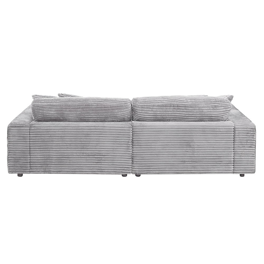 Hilde - Sectional Sofa With 4 Pillows - Light Gray Corduroy, light gray, view 3