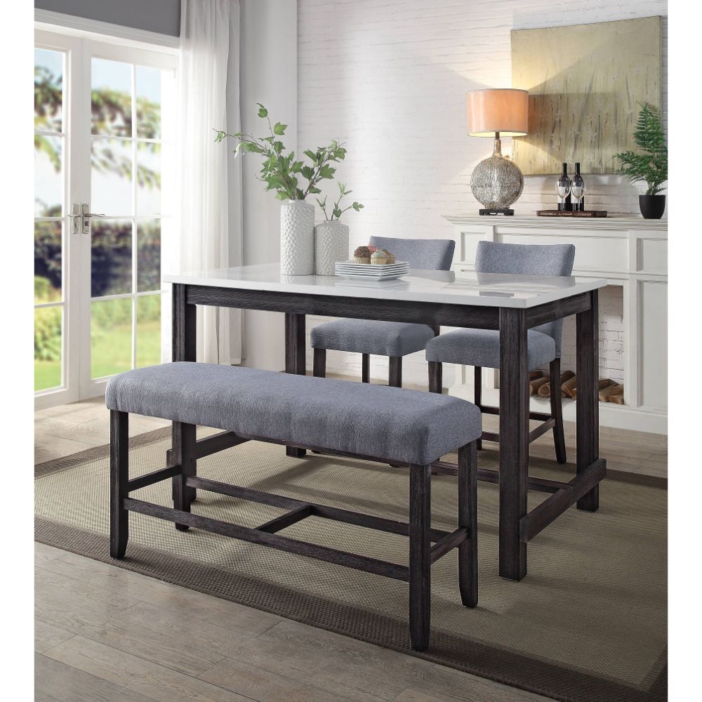 Yelena - Counter Height Bench - Fabric & Weathered Espresso, black