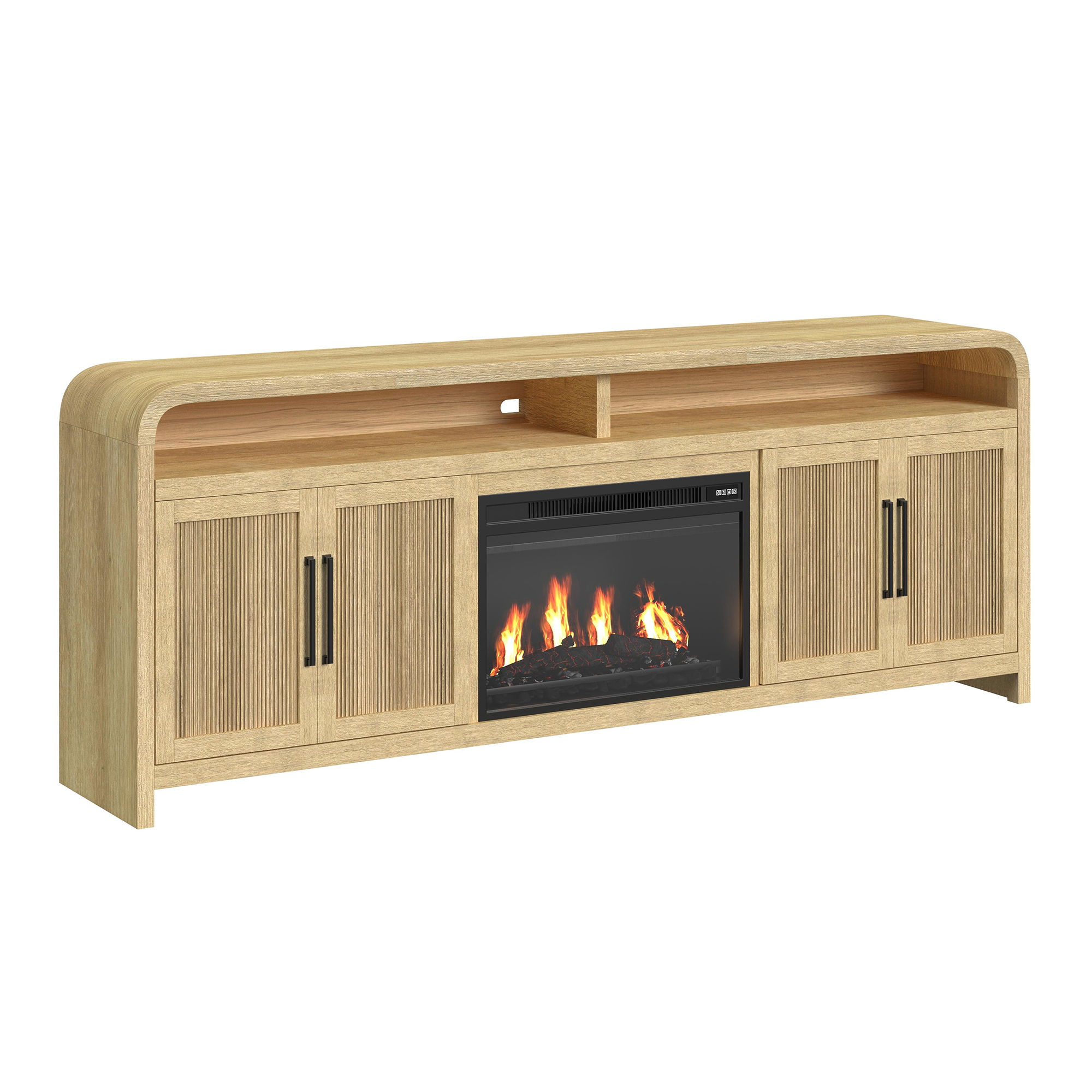 Ridgemont - 82" TV Console With 23" Fireplace Insert - Natural