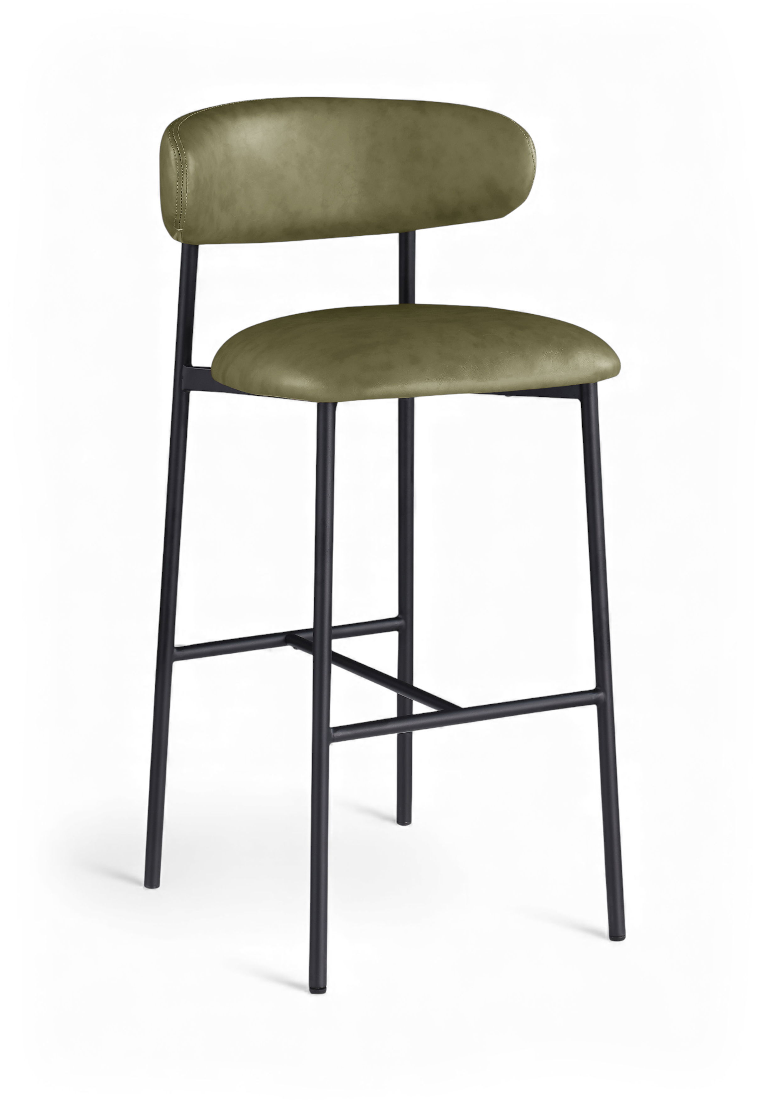 Lupita - Vegan Leather Upholstered Bar Stool (Set of 2) - Olive