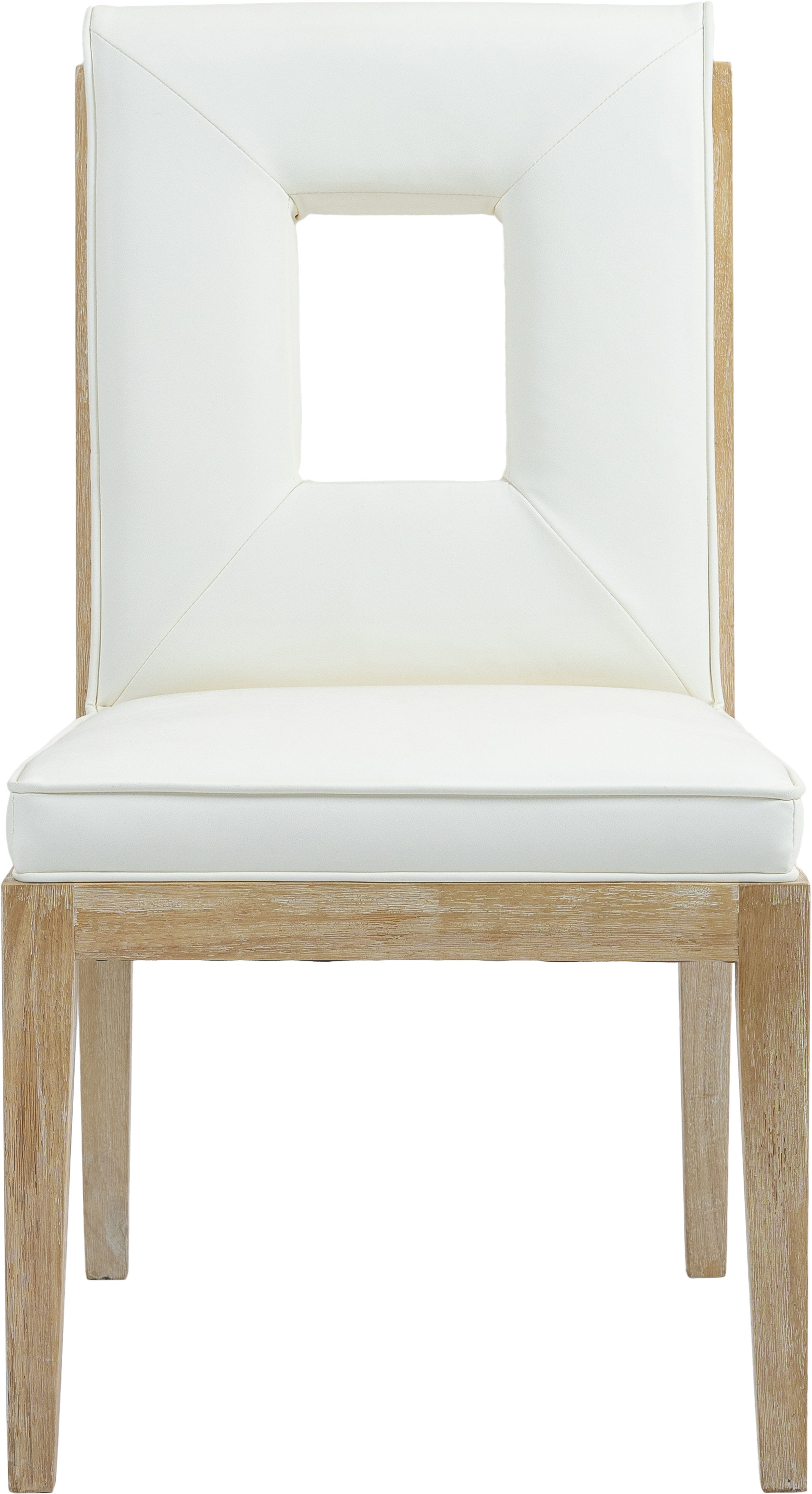 Gwendolyn - Faux Leather Dining Side Chair With Natural Frame (Set of 2) - Cream