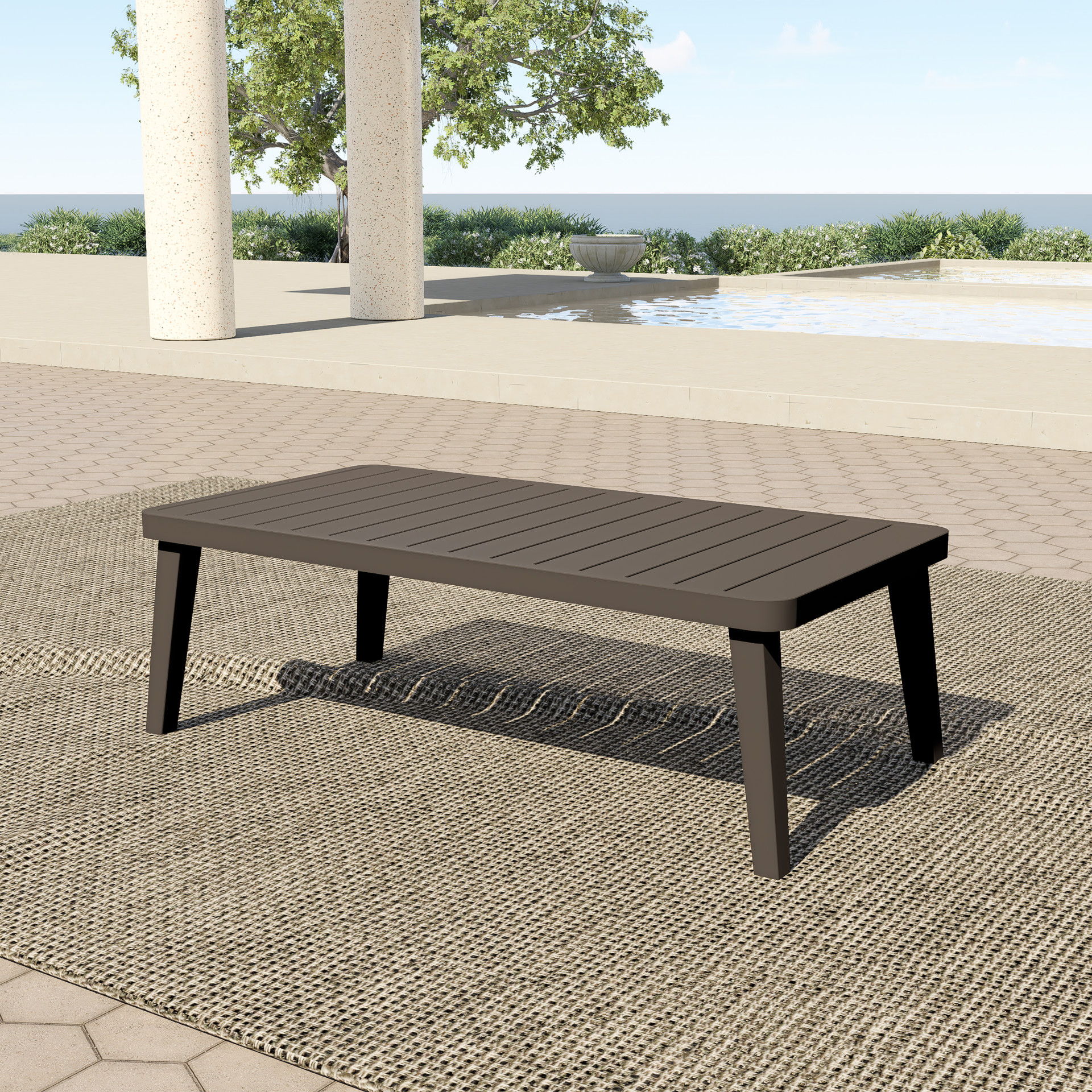 Genova - Patio Coffee Table - Dark Brown, dark brown, view 7