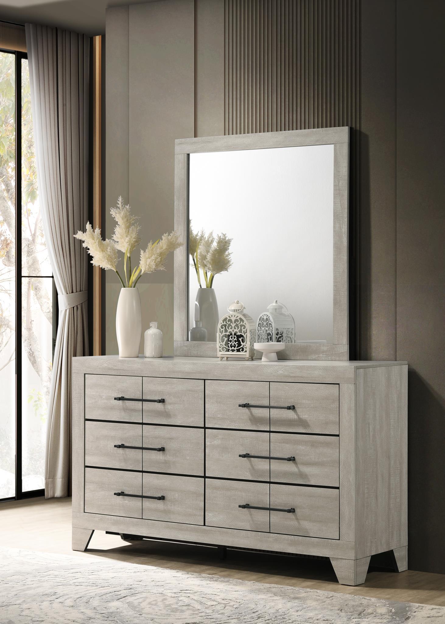 B420 - 5 Piece Bedroom Set (King Bed, Dresser, Mirror, Chest, Nightstand) - Dusty Gray Oak