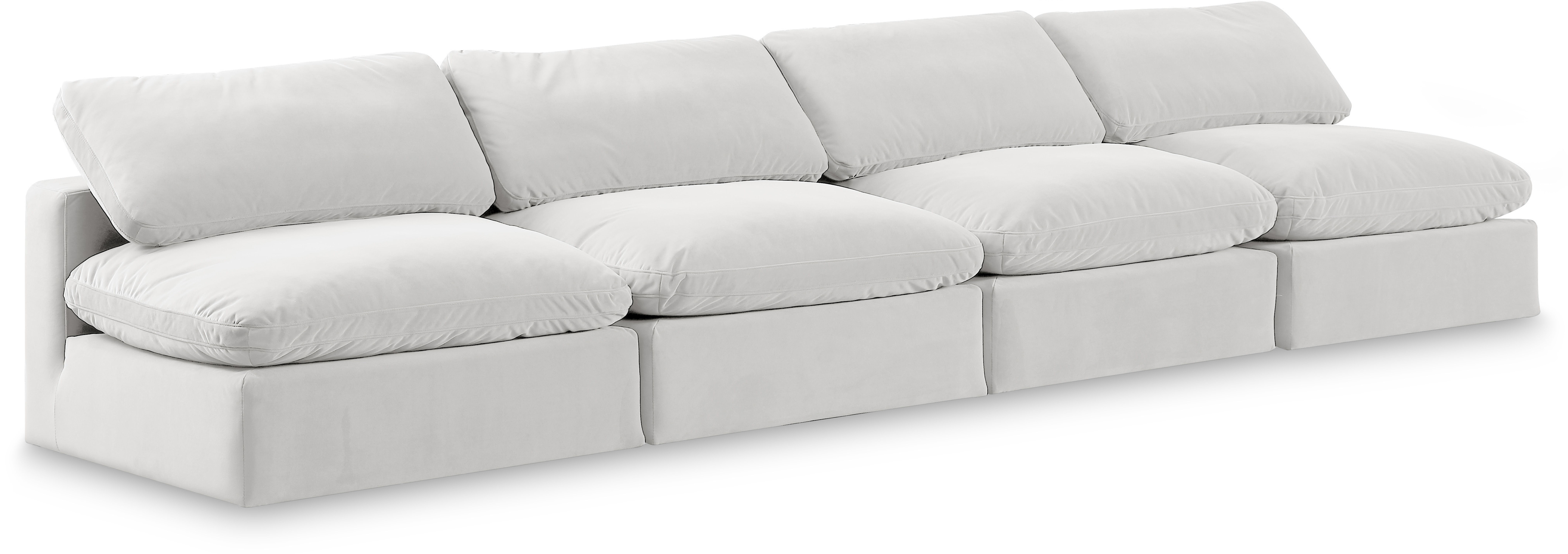 Comfy - Velvet Modular Armless Sofa 4 Seats - White